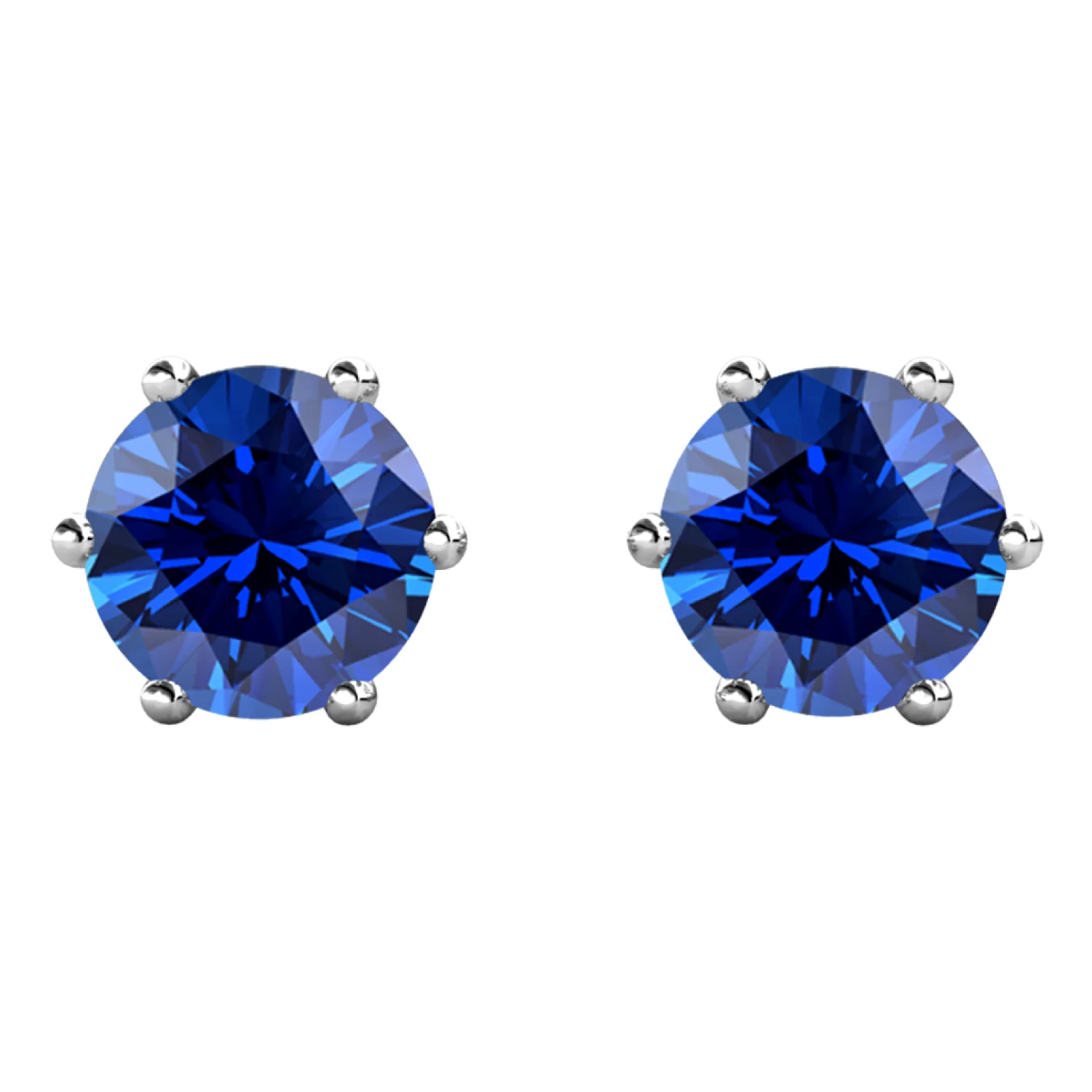 September Birthstone Sapphire Earrings 18k White Gold Plated Stud Earrings with 1CT Swarovski Crystal - Image 4