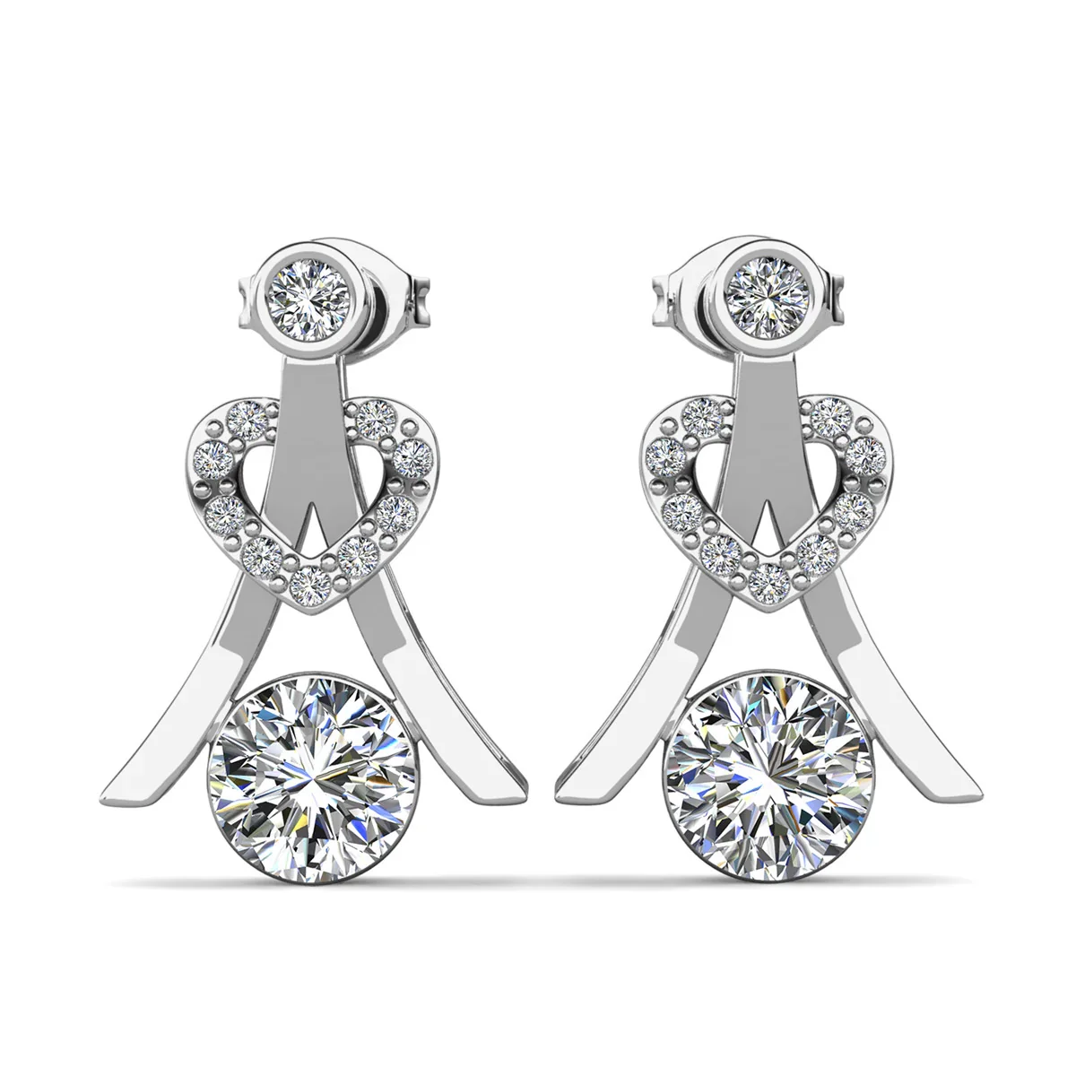 Serenity Birthstone 18k White Gold Plated Drop Earrings with Round Cut Swarovski Crystals - Image 16