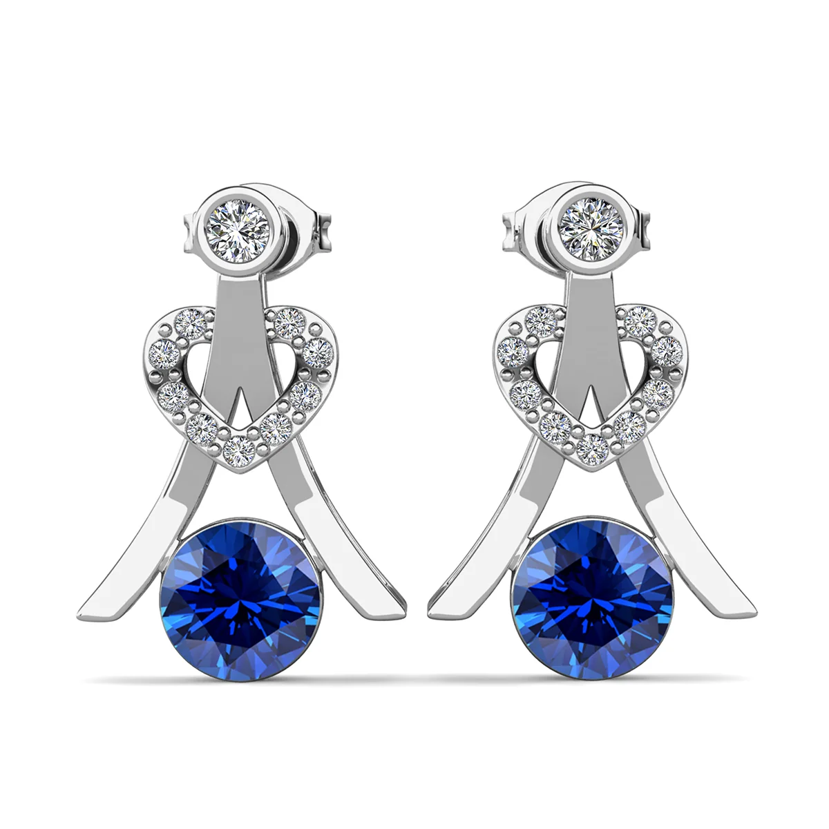 Serenity Birthstone 18k White Gold Plated Drop Earrings with Round Cut Swarovski Crystals - Image 31
