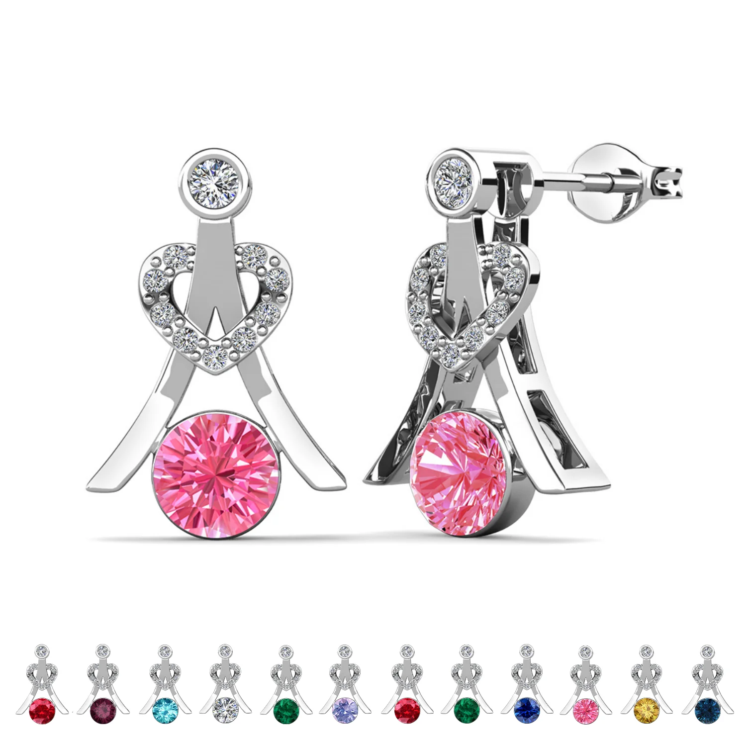 Serenity Birthstone 18k White Gold Plated Drop Earrings with Round Cut Swarovski Crystals - Image 32