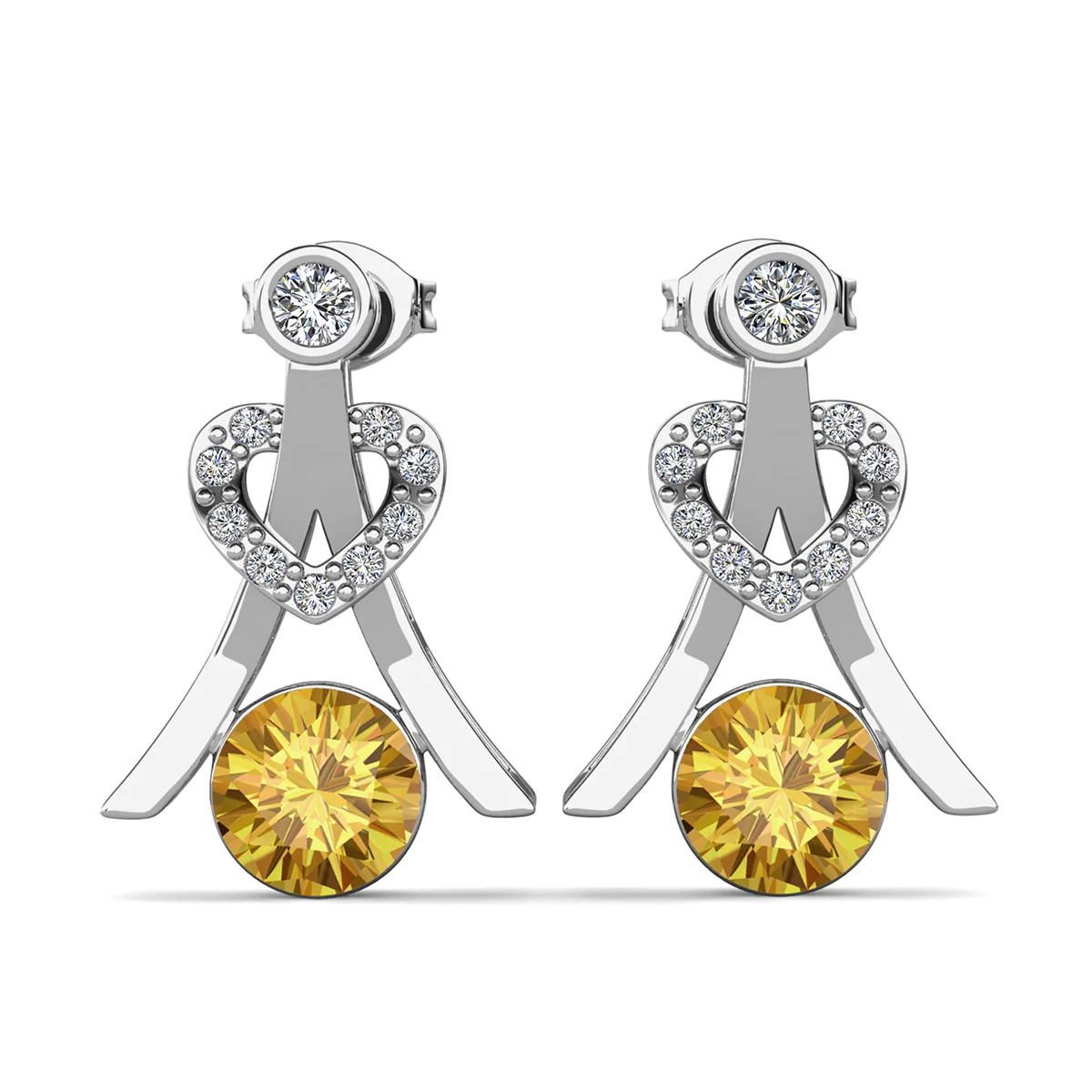 Serenity Birthstone 18k White Gold Plated Drop Earrings with Round Cut Swarovski Crystals - Image 37