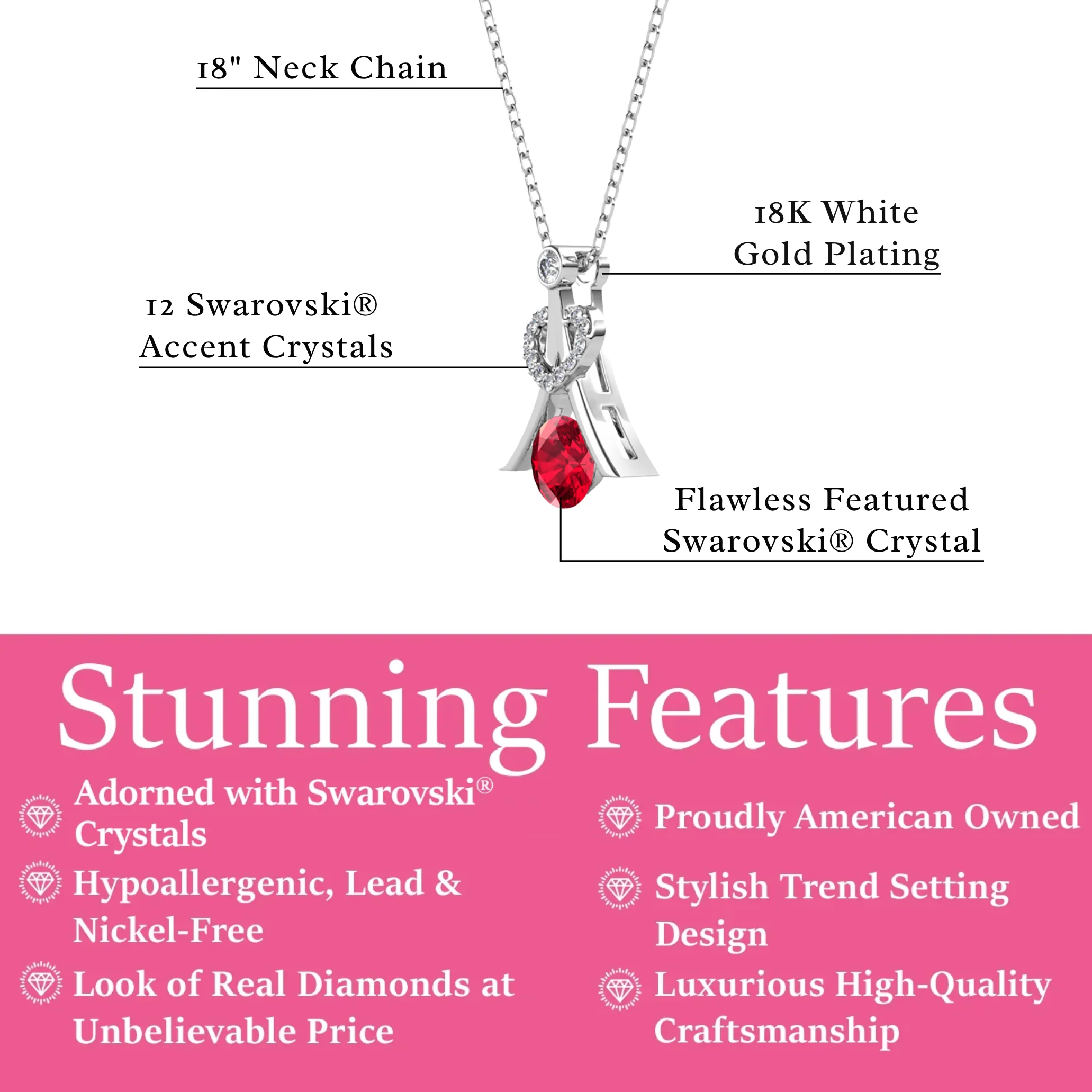 Serenity Birthstone 18k White Gold Plated Necklace with Round Cut Swarovski Crystals - Image 19