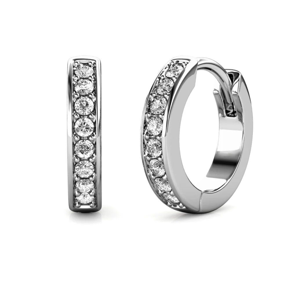 Skye 18k White Gold Plated 12mm Crystal Hoop Earrings with Swarovski Crystals