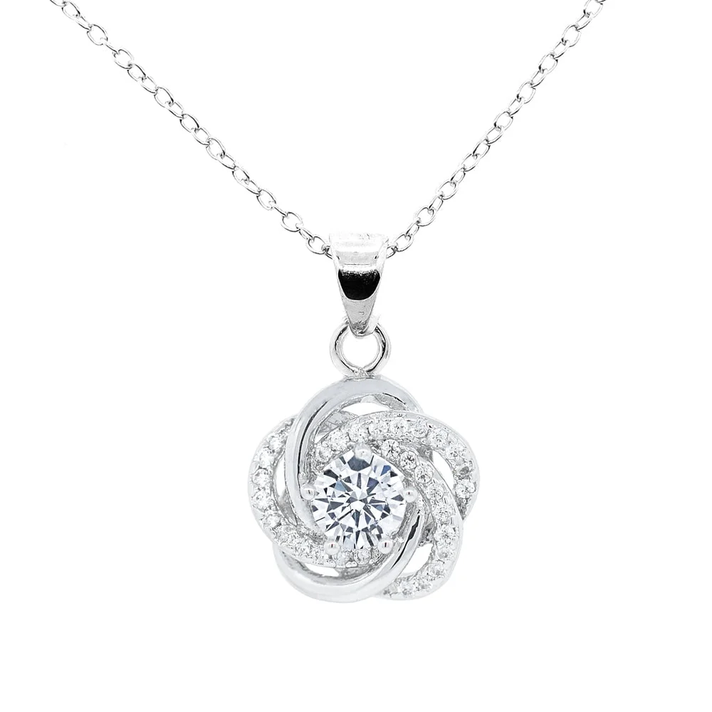 Stella 18k White Gold Plated Pendant Necklace and Stud Earrings Jewelry Set with Simulated Diamond Crystals - Image 7