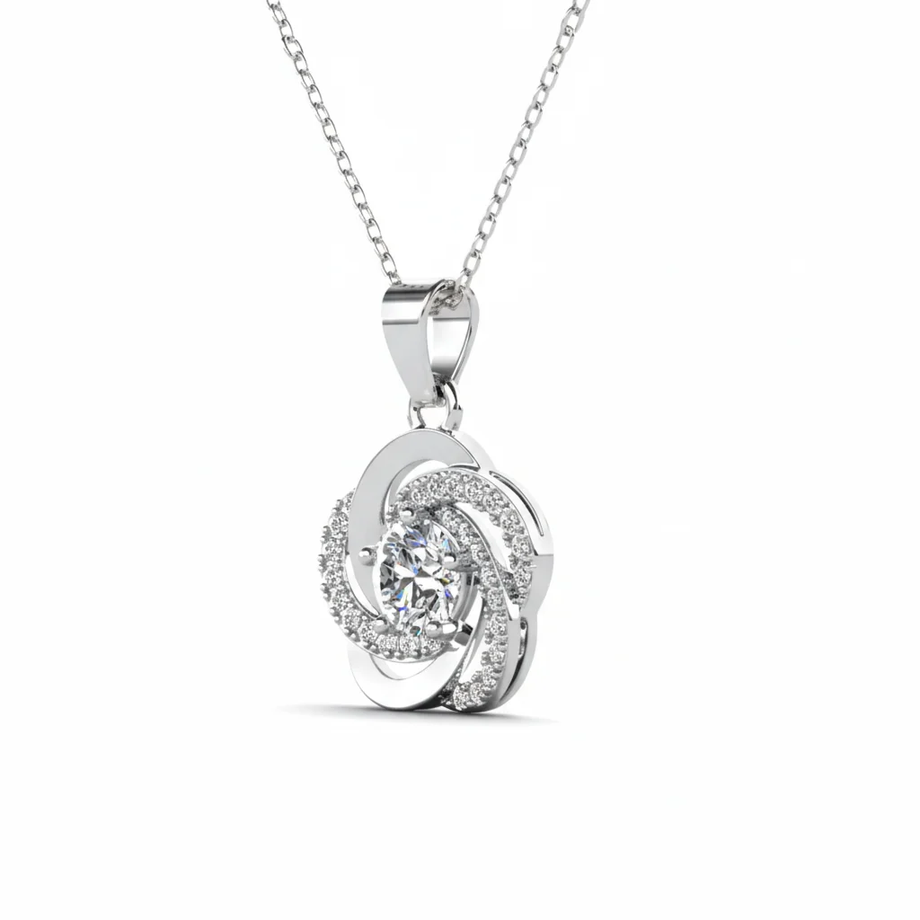 Stella 18k White Gold Plated Crystal Pendant Necklace with Simulated Diamond Crystals - Image 8