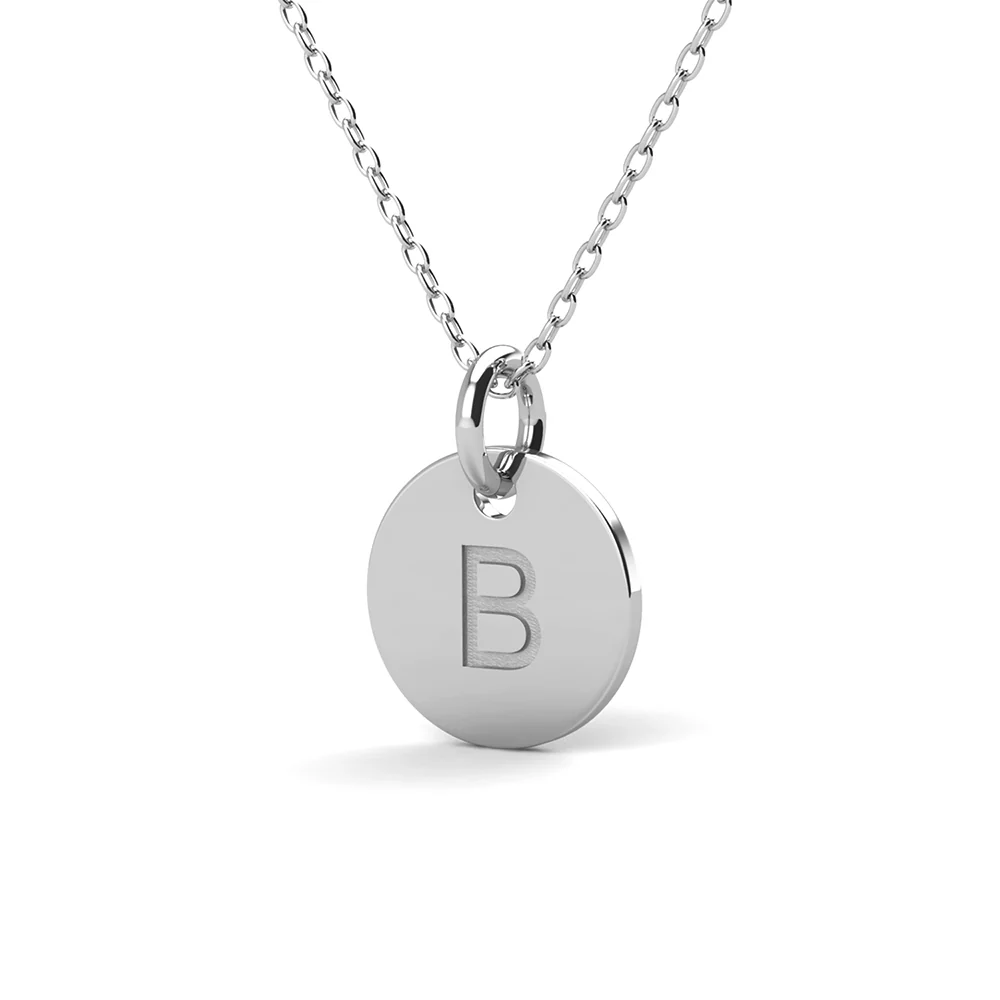 Summer Collection 18k White Gold Plated Engraved Initial Letter Pendant Necklace - Image 10