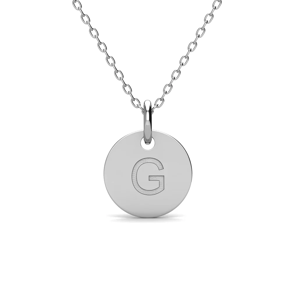 Summer Collection 18k White Gold Plated Engraved Initial Letter Pendant Necklace - Image 19