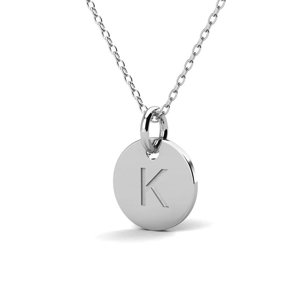 Summer Collection 18k White Gold Plated Engraved Initial Letter Pendant Necklace - Image 28