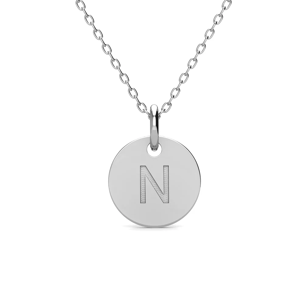 Summer Collection 18k White Gold Plated Engraved Initial Letter Pendant Necklace - Image 33