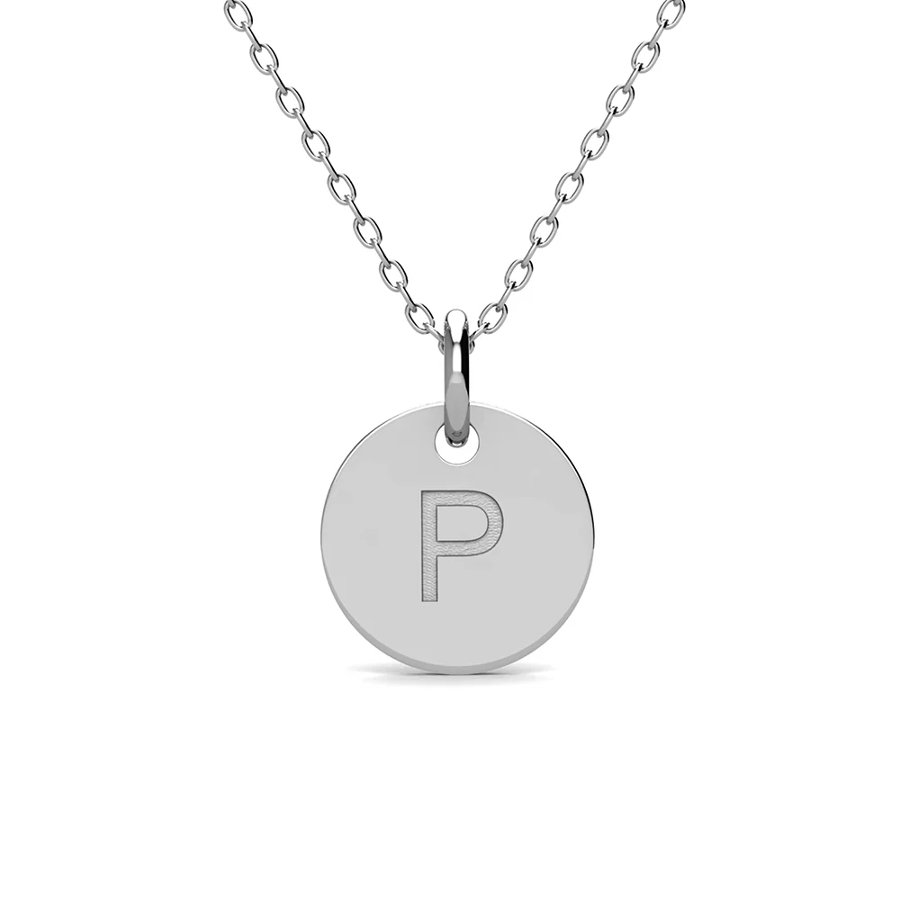 Summer Collection 18k White Gold Plated Engraved Initial Letter Pendant Necklace - Image 37