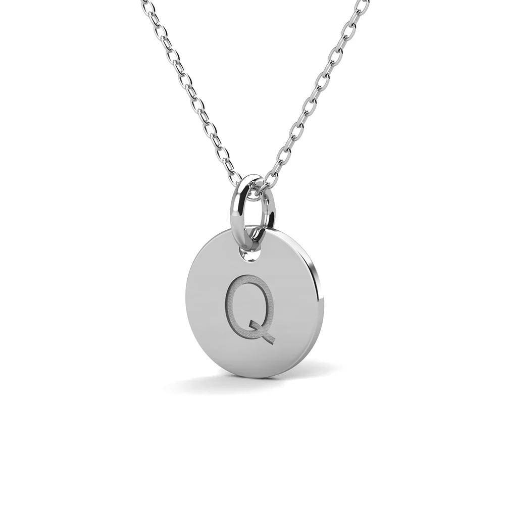 Summer Collection 18k White Gold Plated Engraved Initial Letter Pendant Necklace - Image 40