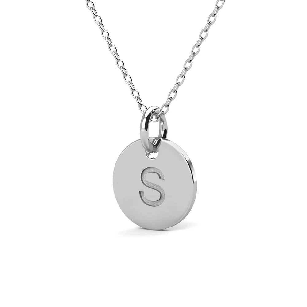 Summer Collection 18k White Gold Plated Engraved Initial Letter Pendant Necklace - Image 44