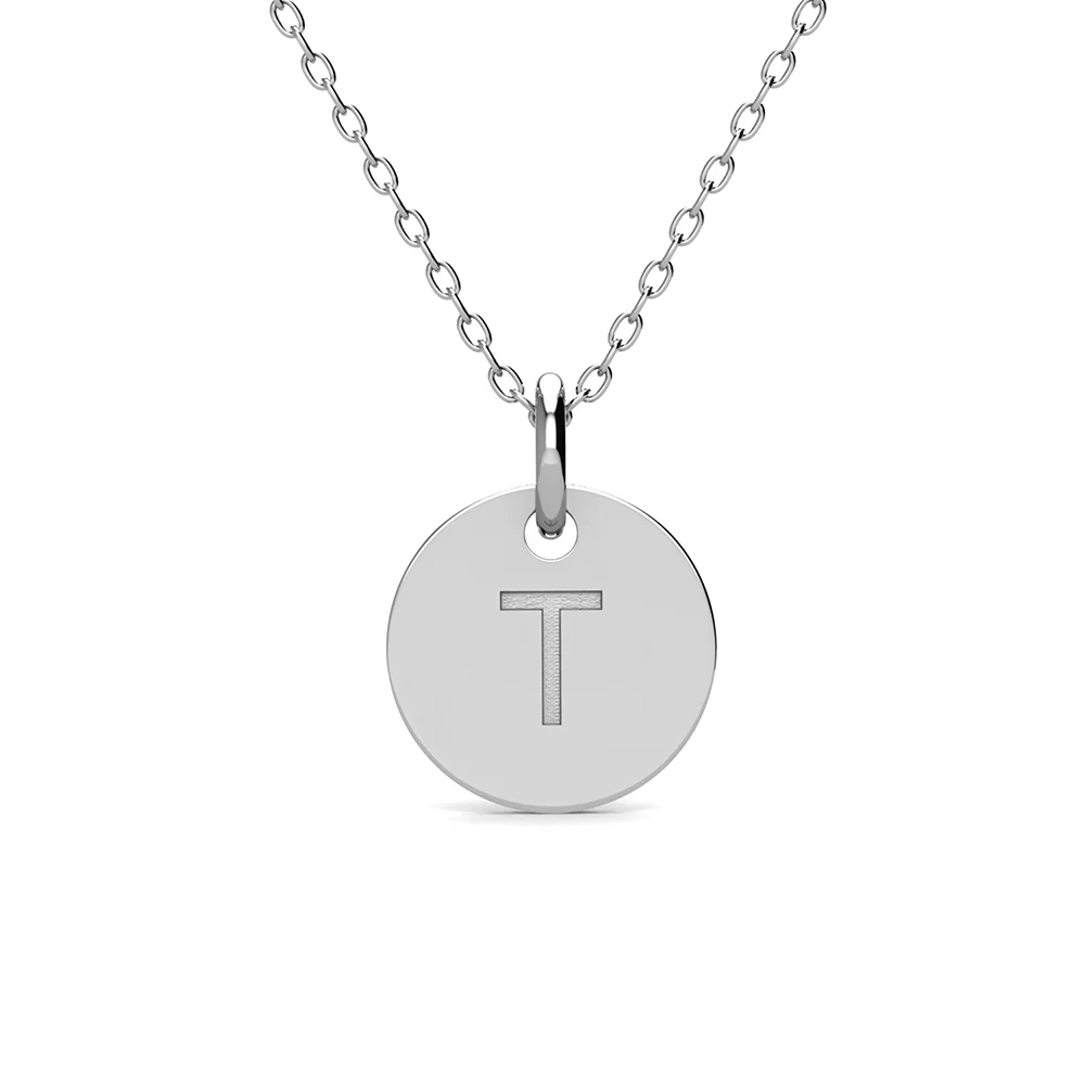 Summer Collection 18k White Gold Plated Engraved Initial Letter Pendant Necklace - Image 45