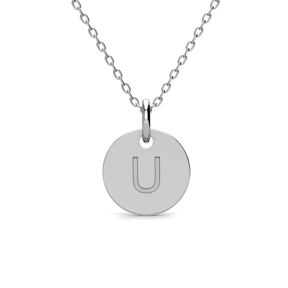 Summer Collection 18k White Gold Plated Engraved Initial Letter Pendant Necklace - Image 47