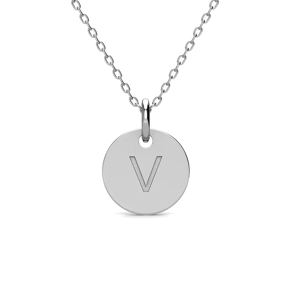 Summer Collection 18k White Gold Plated Engraved Initial Letter Pendant Necklace - Image 49