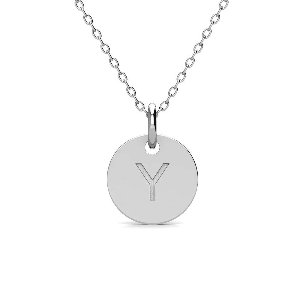 Summer Collection 18k White Gold Plated Engraved Initial Letter Pendant Necklace - Image 55