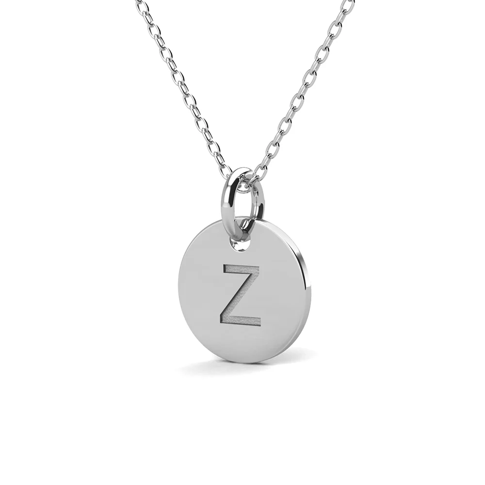 Summer Collection 18k White Gold Plated Engraved Initial Letter Pendant Necklace - Image 58