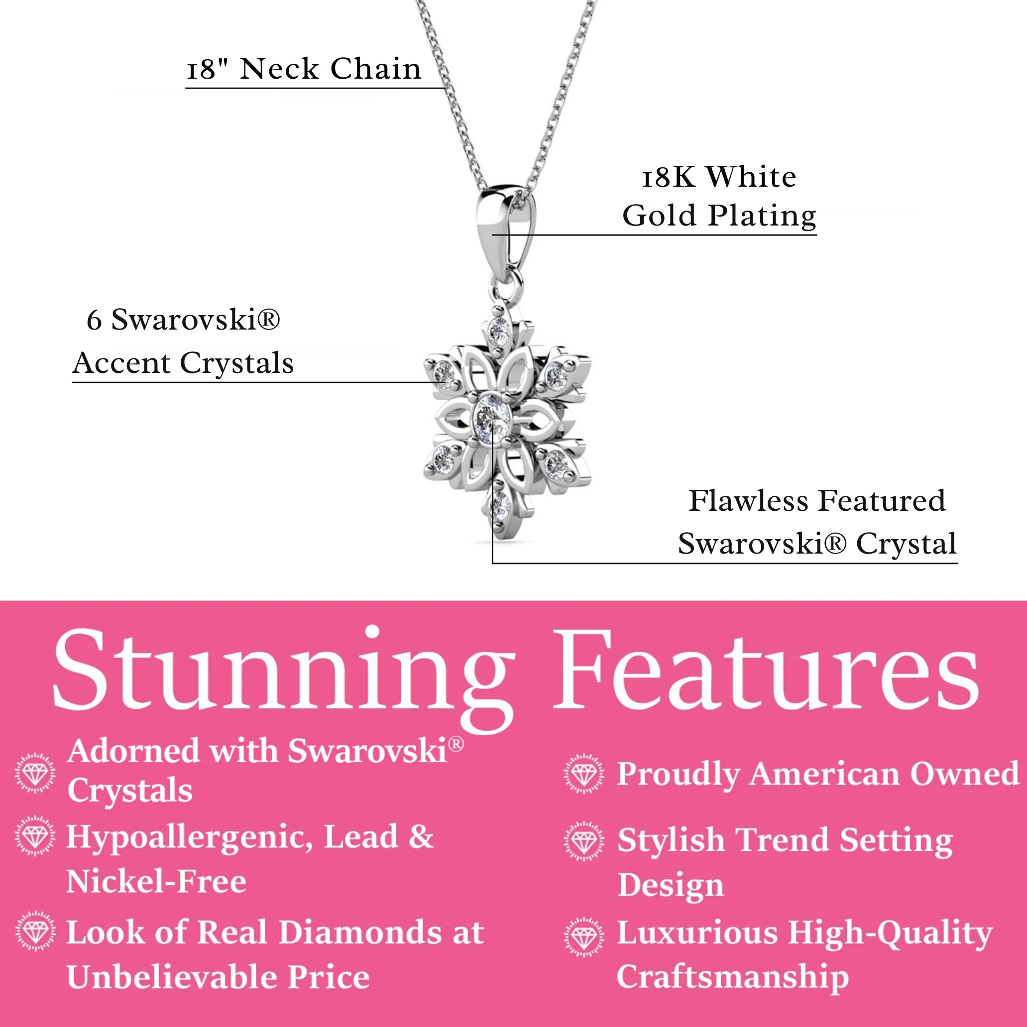 Sunny 18k White Gold Plated Crystal Necklace with Swarovski Crystals - Image 3