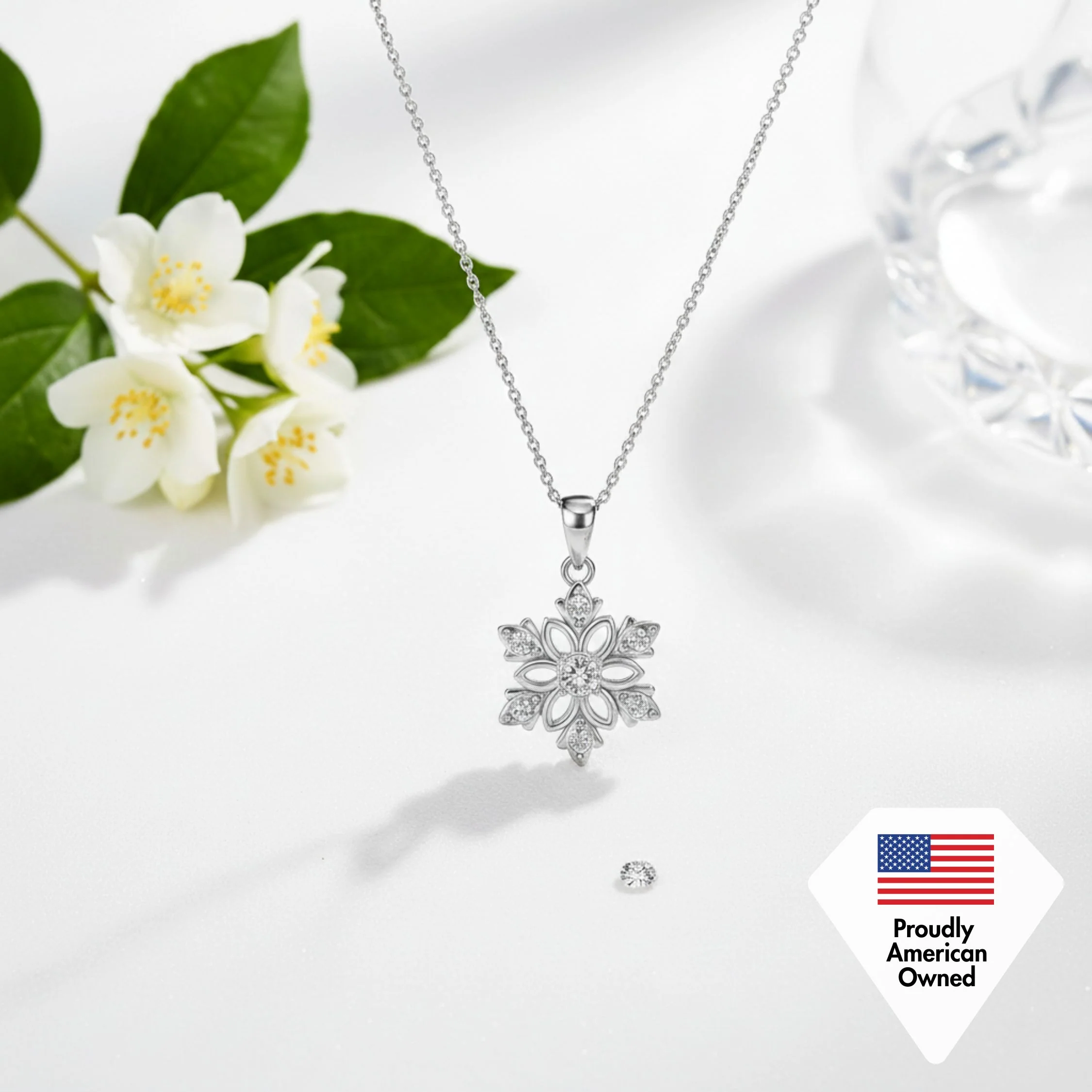 Sunny 18k White Gold Plated Crystal Necklace with Swarovski Crystals - Image 7
