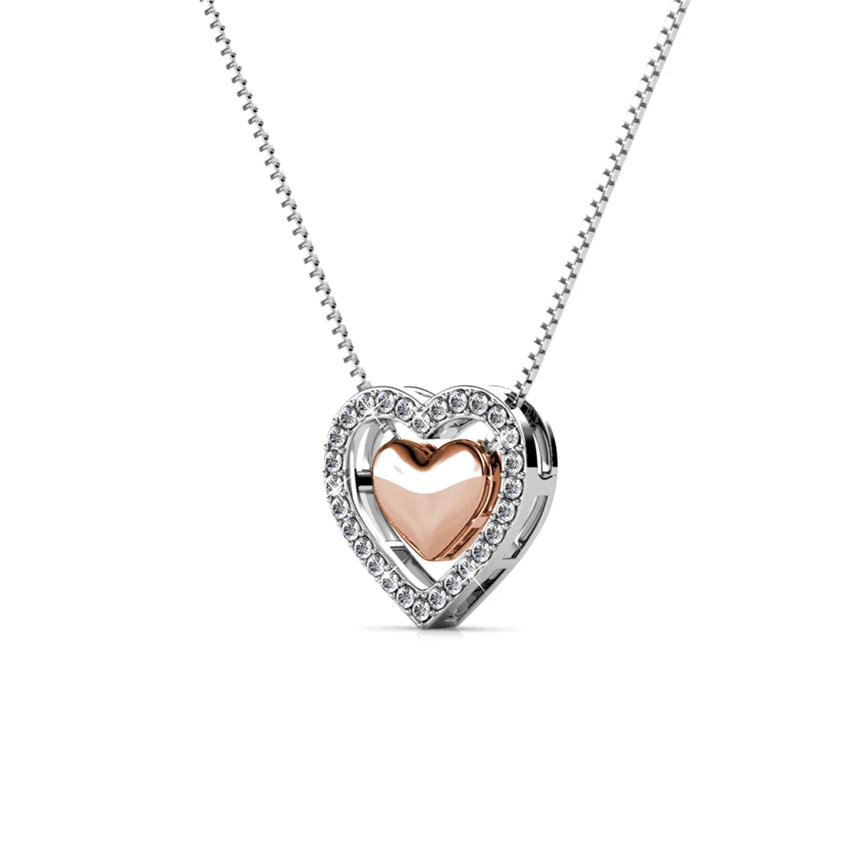 Susan 18k White Gold Plated Halo Heart Necklace with Swarovski Crystals - Image 7