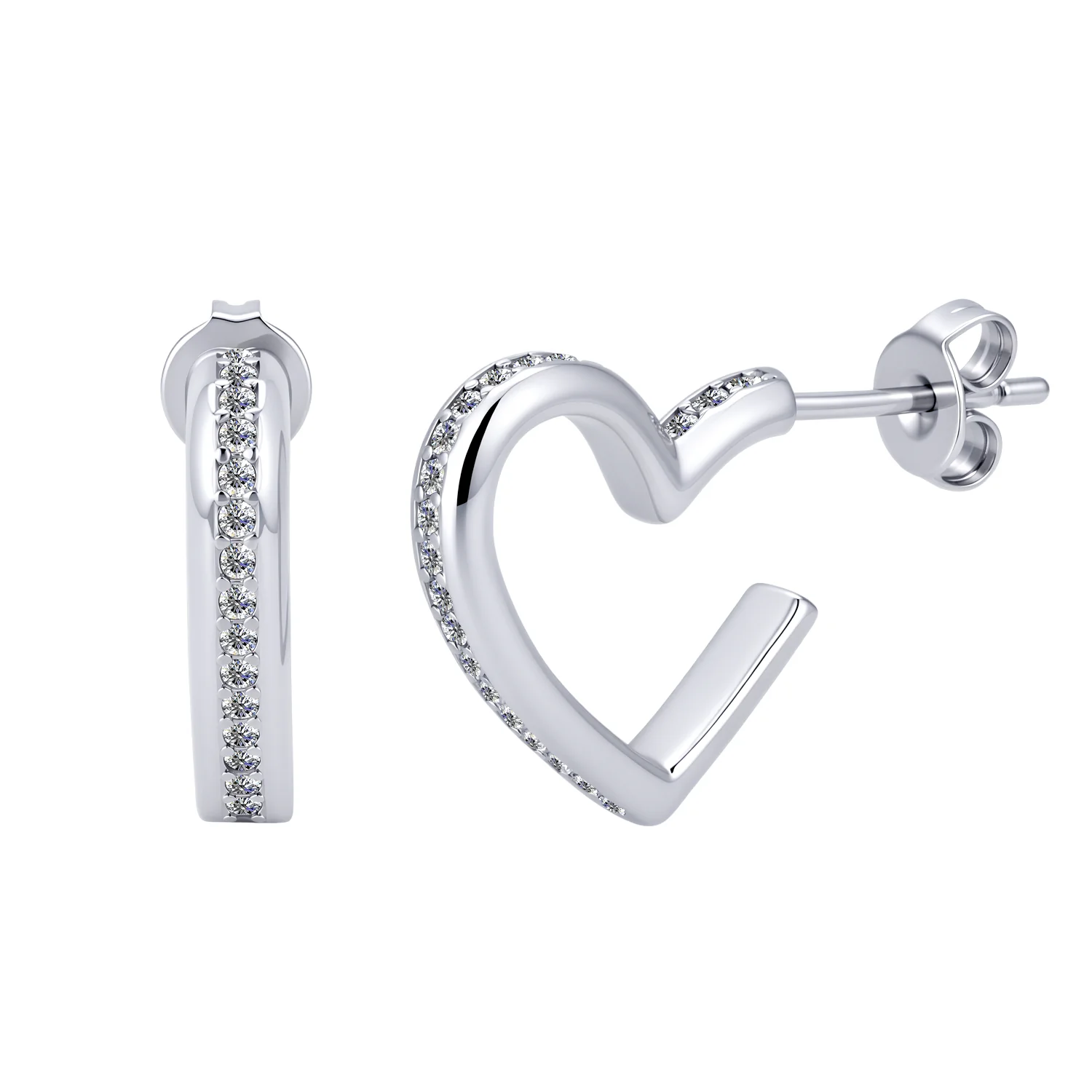 Sylvia 18k White Gold Plated 25mm Heart Hoop Earrings with Swarovski Crystals - Image 13