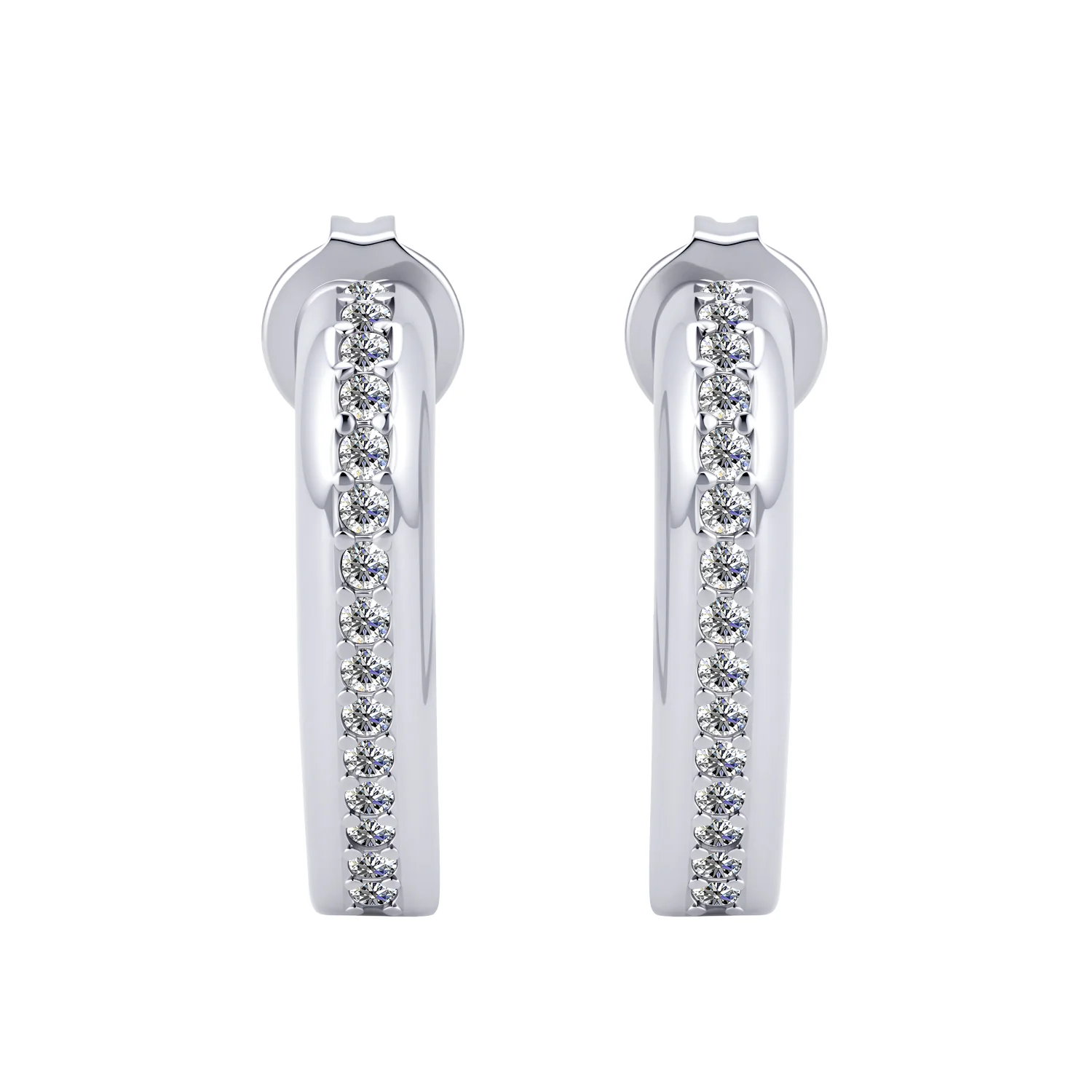Sylvia 18k White Gold Plated 25mm Heart Hoop Earrings with Swarovski Crystals - Image 15