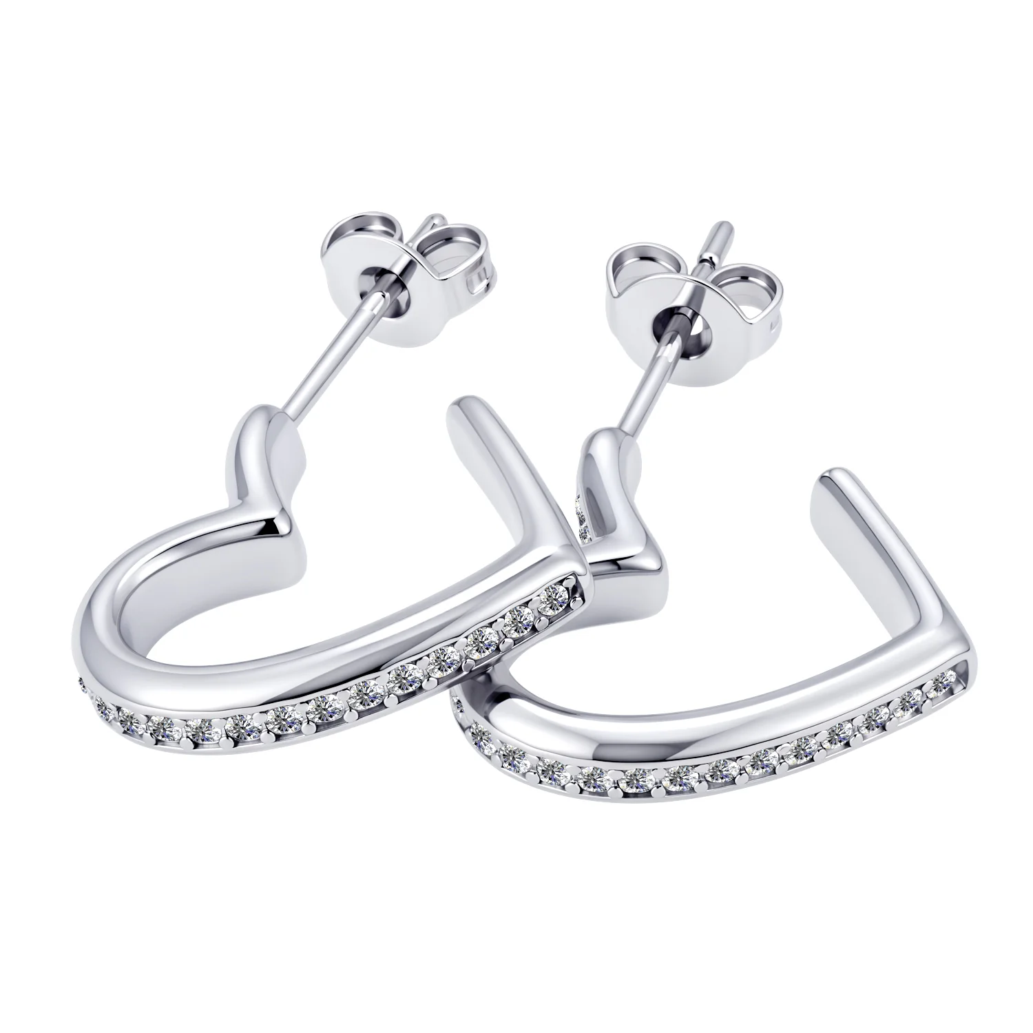 Sylvia 18k White Gold Plated 25mm Heart Hoop Earrings with Swarovski Crystals - Image 17