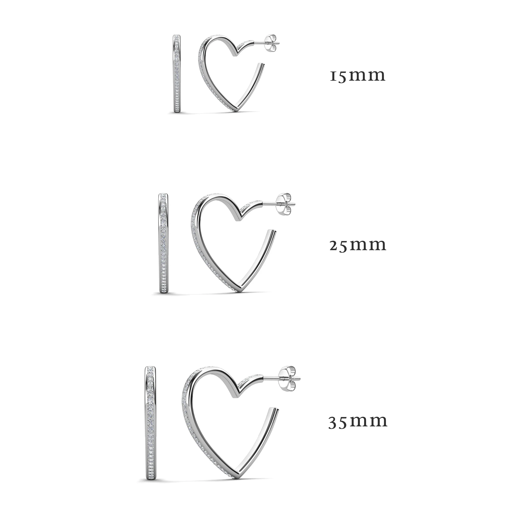 Sylvia 18k White Gold Plated 25mm Heart Hoop Earrings with Swarovski Crystals - Image 18