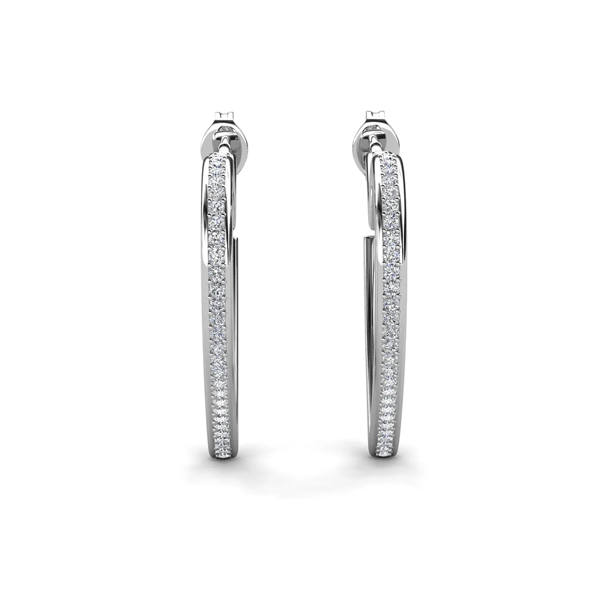 Sylvia 18k White Gold Plated 25mm Heart Hoop Earrings with Swarovski Crystals - Image 8