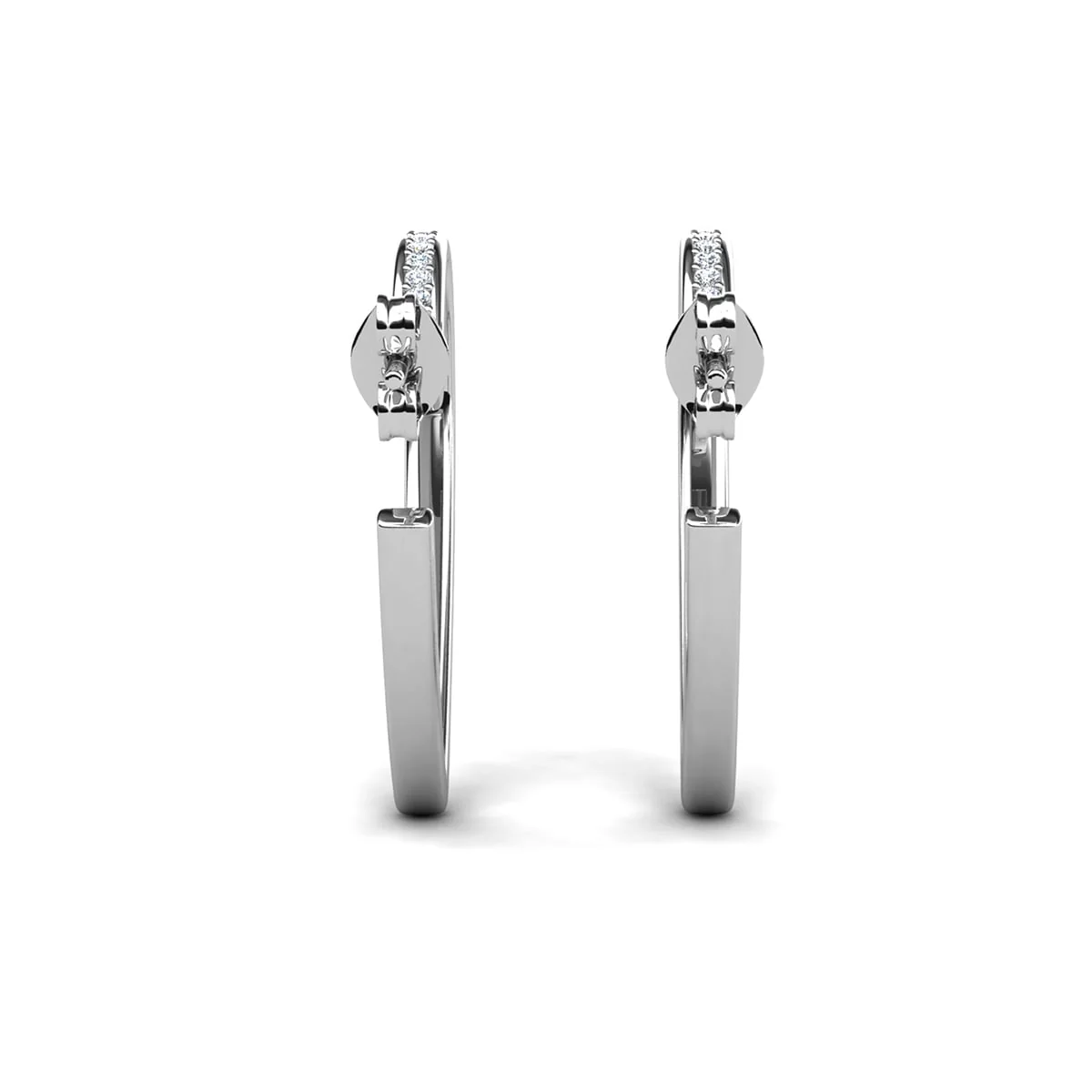 Sylvia 18k White Gold Plated 25mm Heart Hoop Earrings with Swarovski Crystals - Image 9
