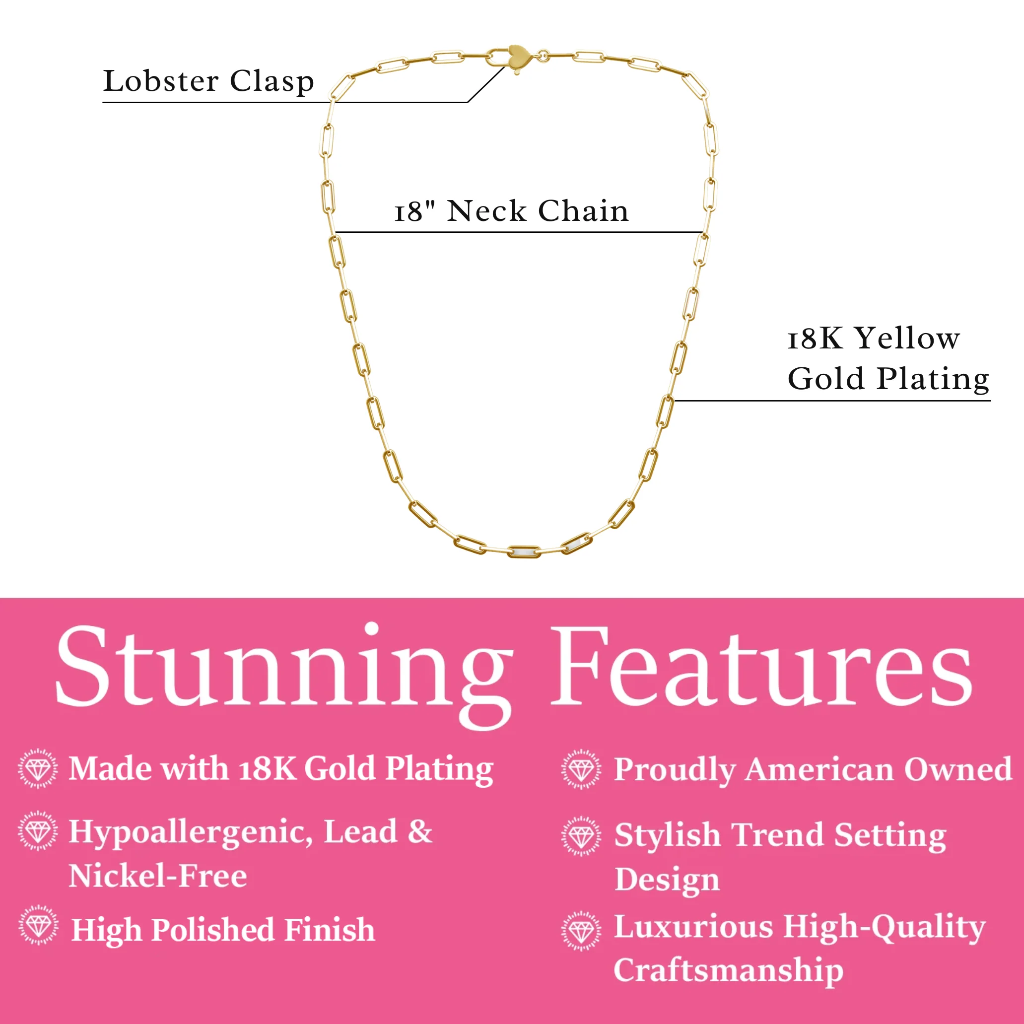Tammy 18k White Gold Plated Paperclip Chain Necklace - Image 12