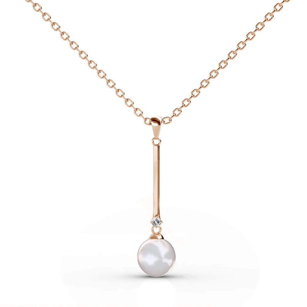 Tatum 18k White Gold Plated Dangle Pearl Pendant Necklace - Image 14