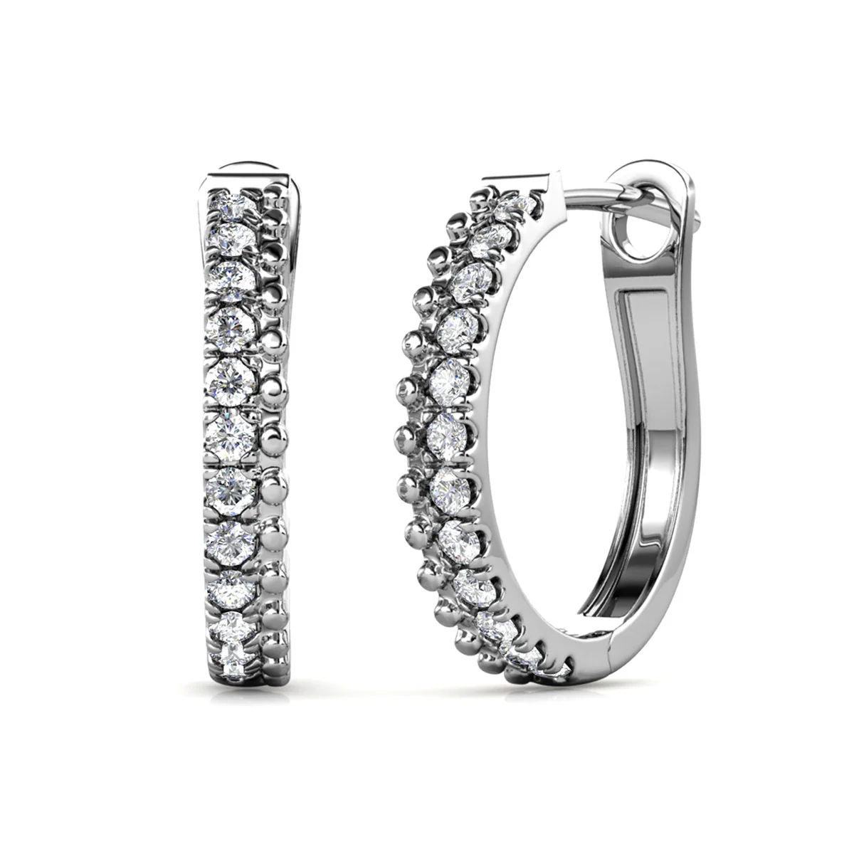 Teagan 18k White Gold Plated 19mm Hoop Earrings with Swarovski Crystals