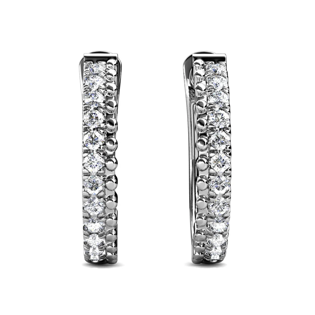 Teagan 18k White Gold Plated 19mm Hoop Earrings with Swarovski Crystals - Image 8