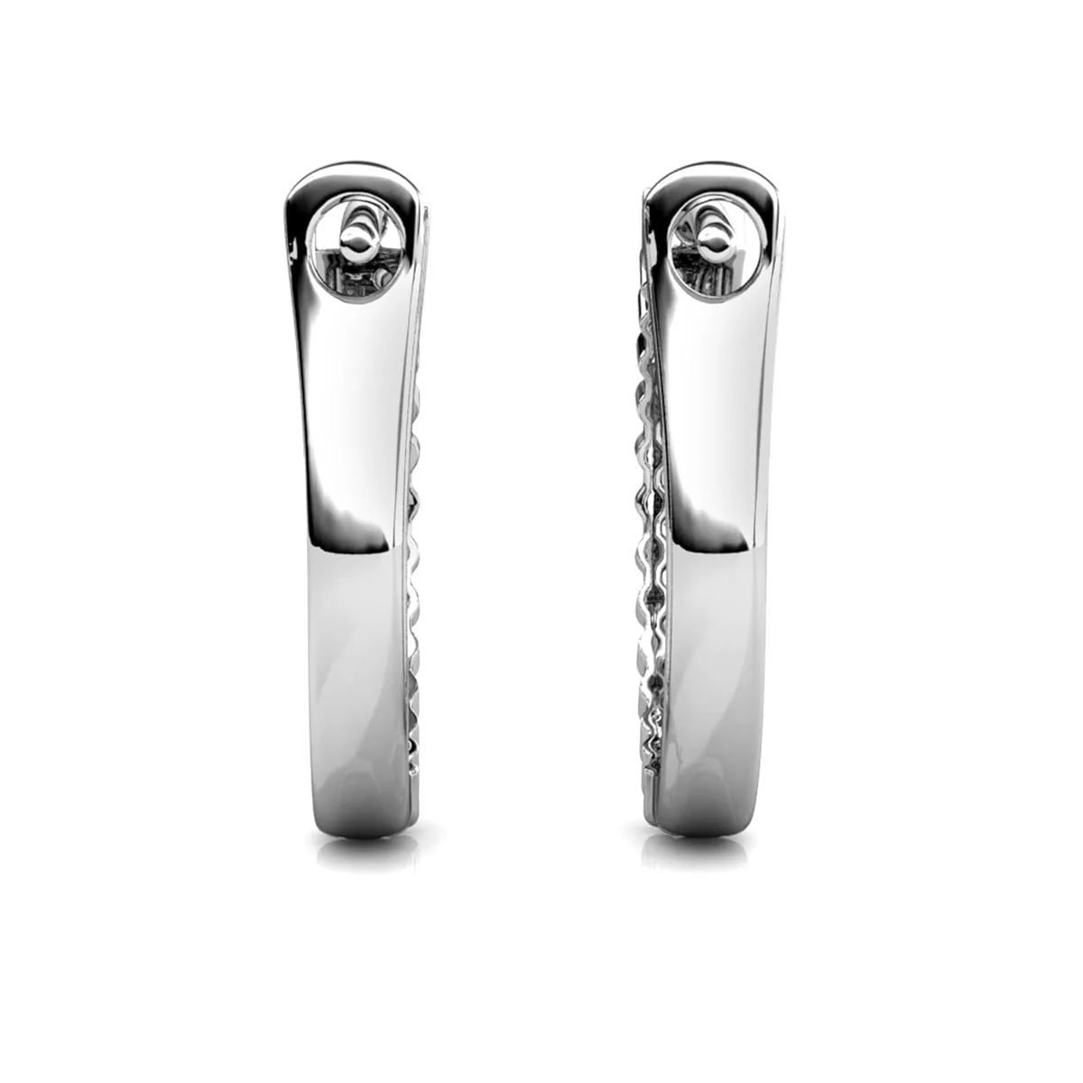 Teagan 18k White Gold Plated 19mm Hoop Earrings with Swarovski Crystals - Image 9