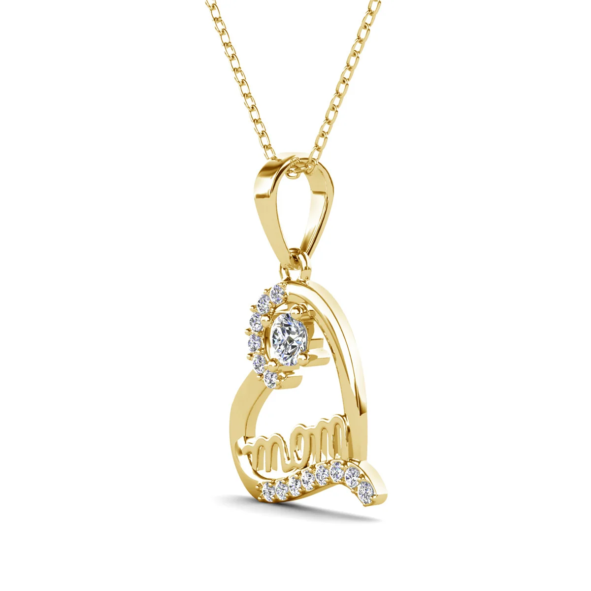 Thelma 18k White Gold Plated Mom Heart Necklace with Simulated Diamond Crystals - Image 12