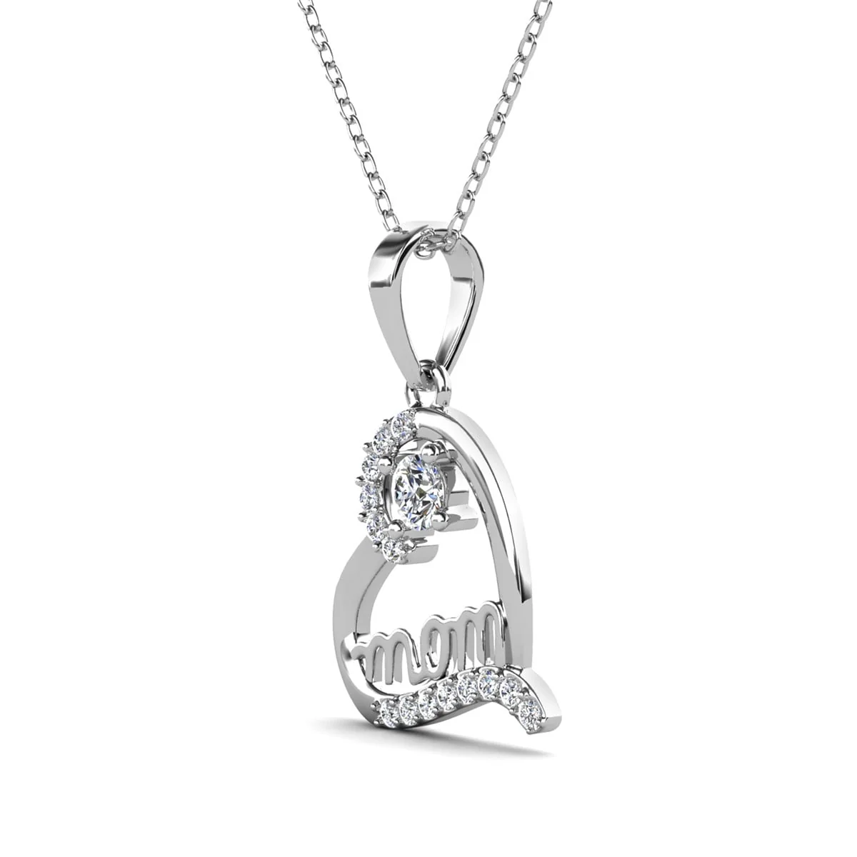 Thelma 18k White Gold Plated Necklace with Simulated Diamond Crystals & Heartfelt Message for Mom - Image 10