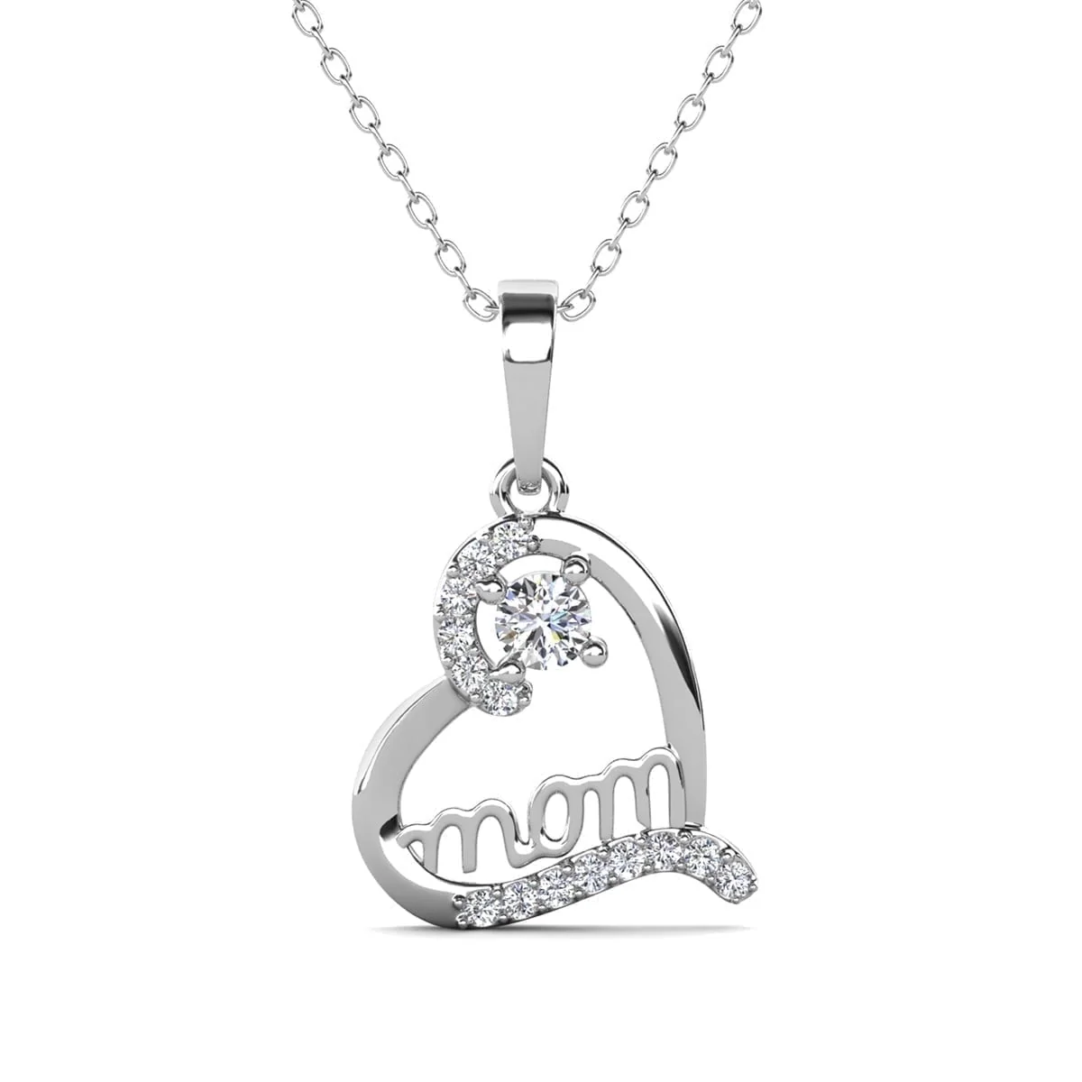 Thelma 18k White Gold Plated Necklace with Simulated Diamond Crystals & Heartfelt Message for Mom - Image 9