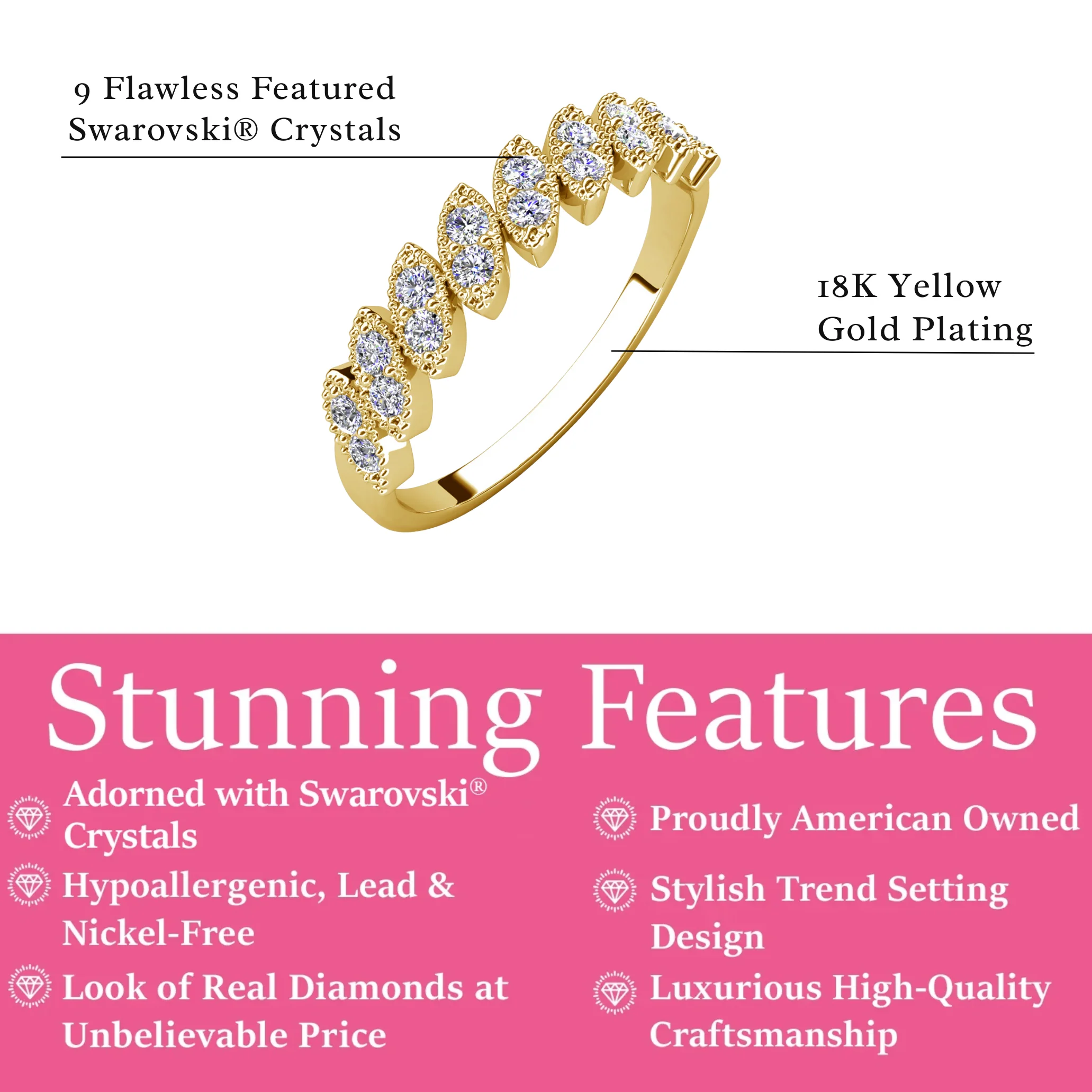 Tori 18k White Gold Plated Ring with Round Cut Swarovski Crystals - Image 10