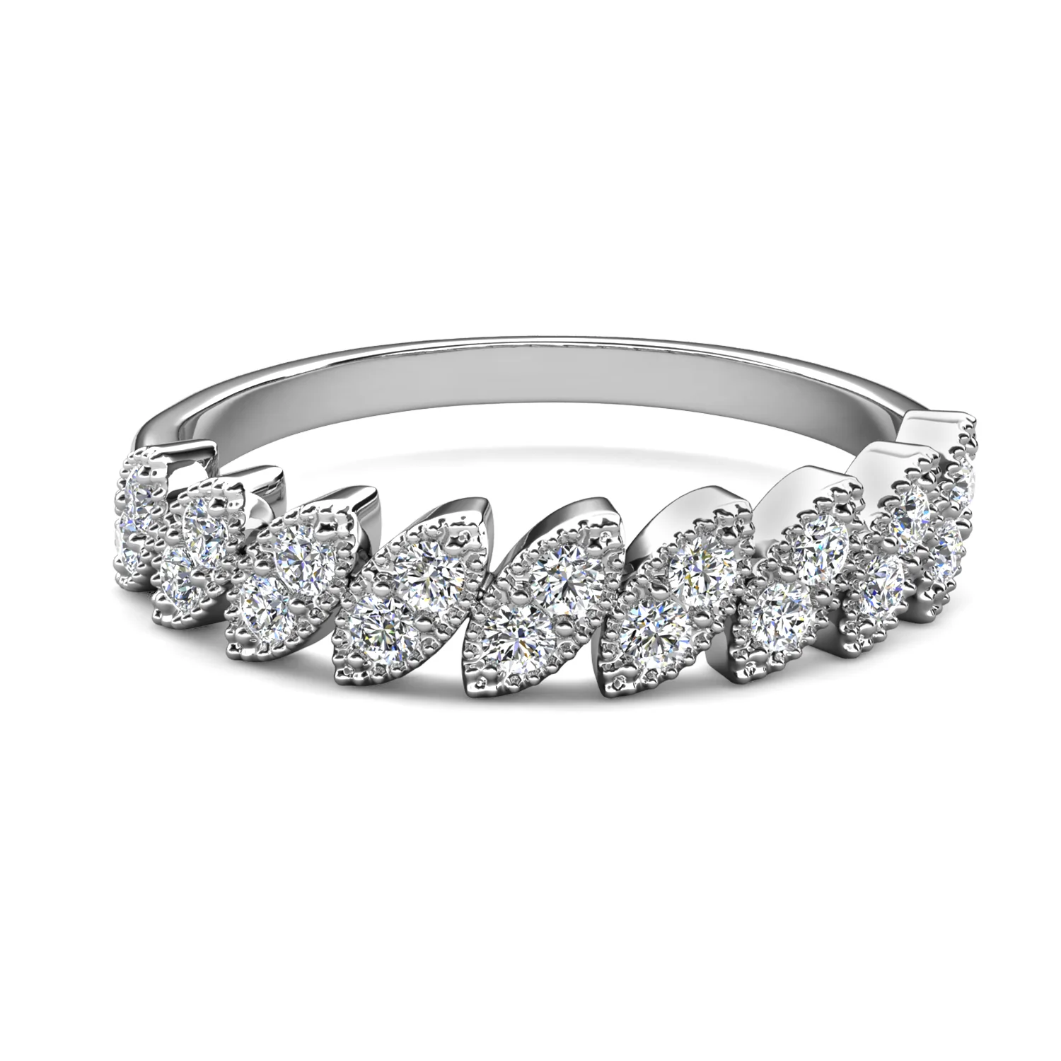 Tori 18k White Gold Plated Ring with Round Cut Swarovski Crystals - Image 6