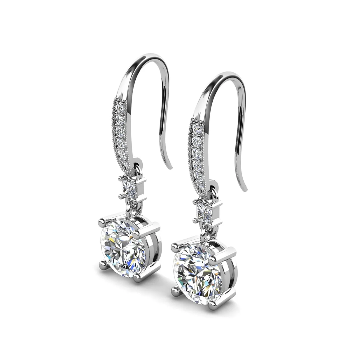 Valerie 18k White Gold Plated Drop Earrings with Simulated Diamond Crystals - Image 8