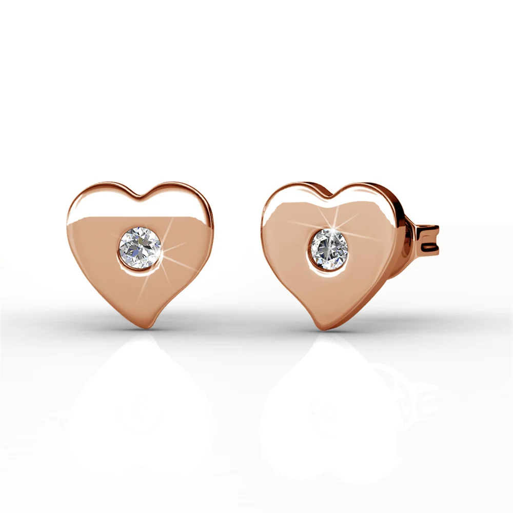 Vanessa 18k White Gold Plated Heart Stud Earrings with Swarovski Crystal — Final Sale - Image 11
