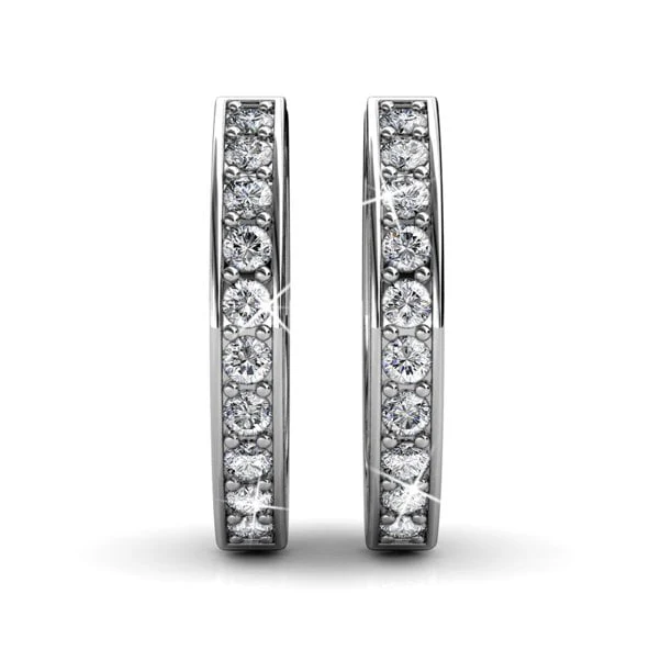Viviana 18k White Gold Plated 17mm Hoop Earrings with Swarovski Crystals - Image 8