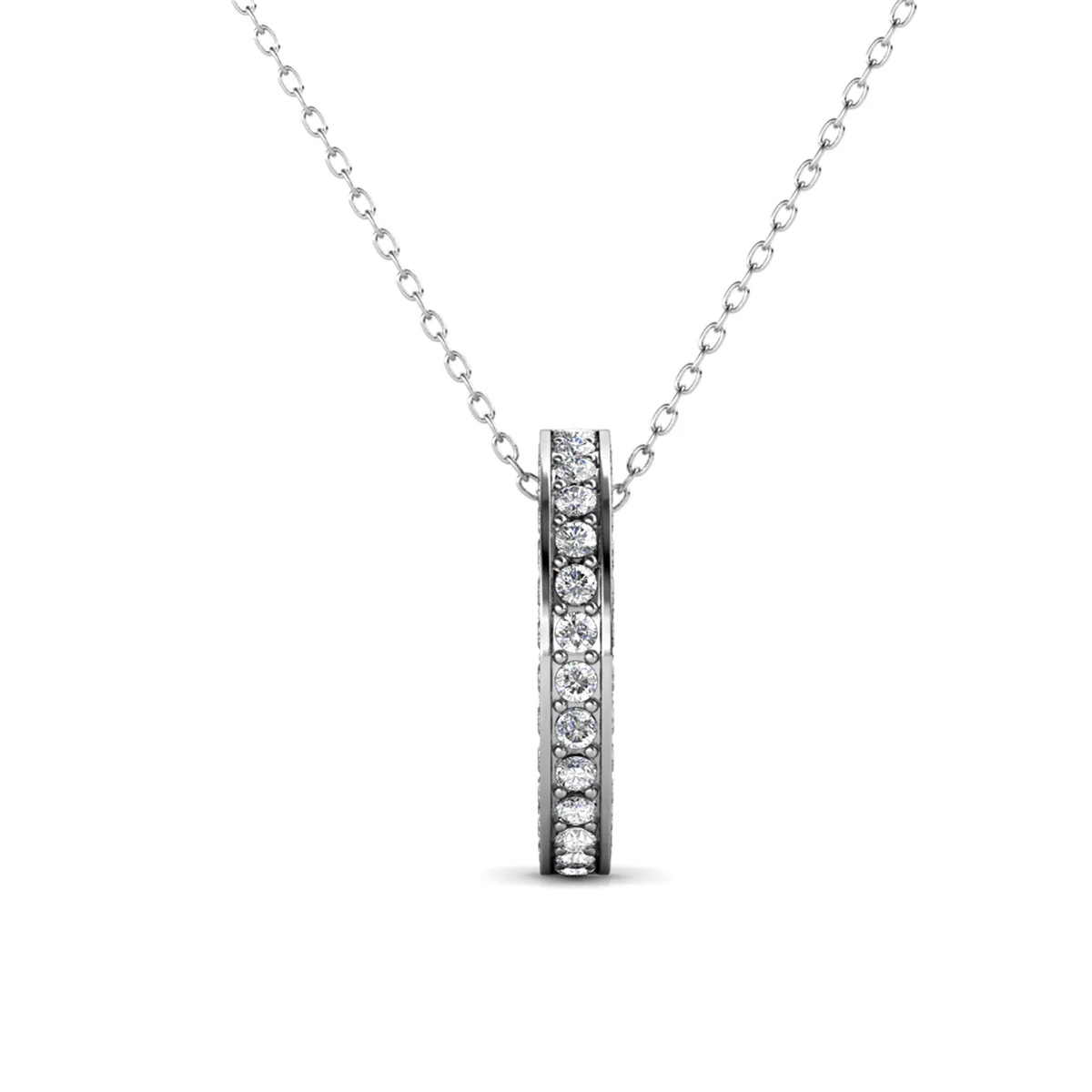 Viviana 18k White Gold Plated Hoop Pendant Necklace with Swarovski Crystals - Image 7