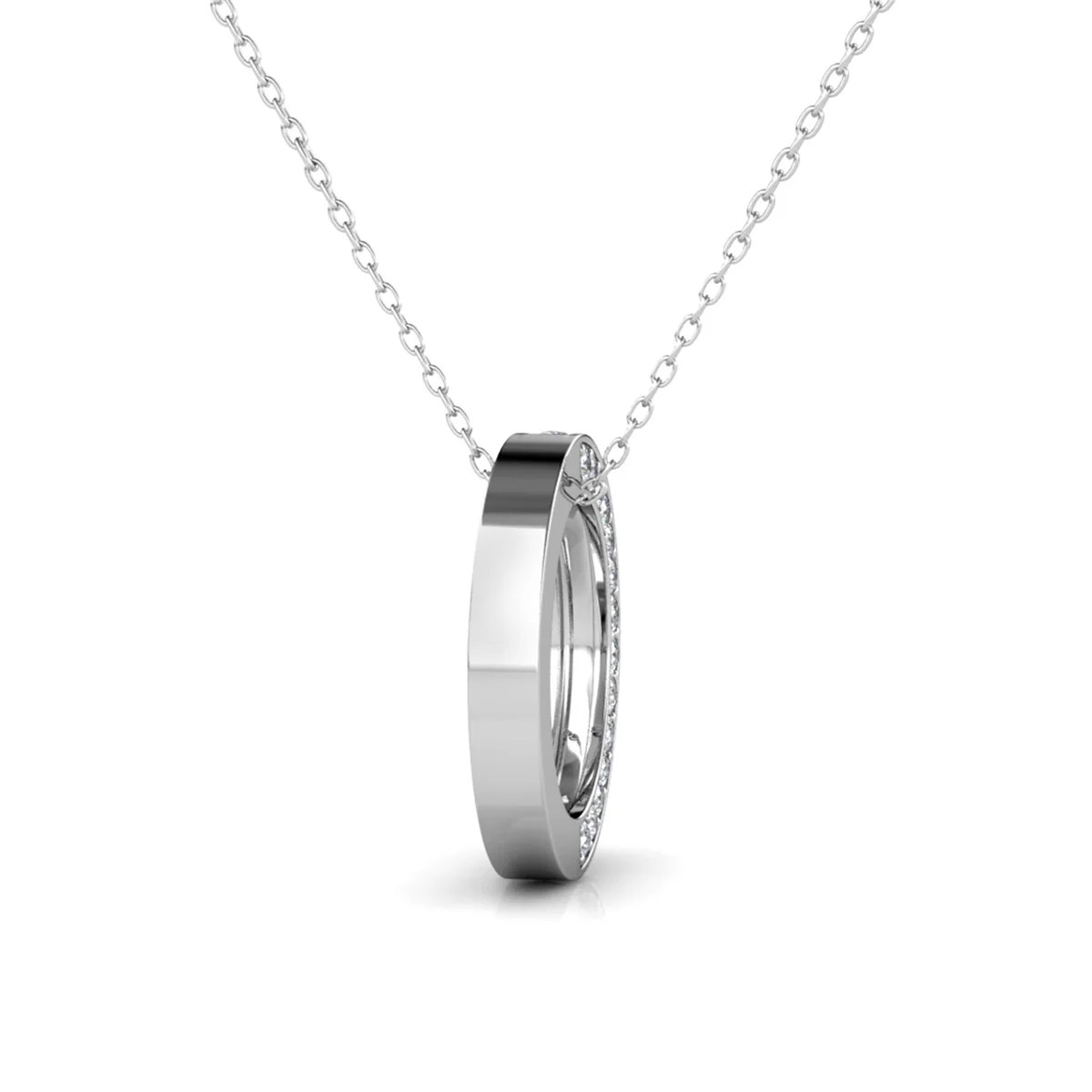 Viviana 18k White Gold Plated Hoop Pendant Necklace with Swarovski Crystals - Image 8