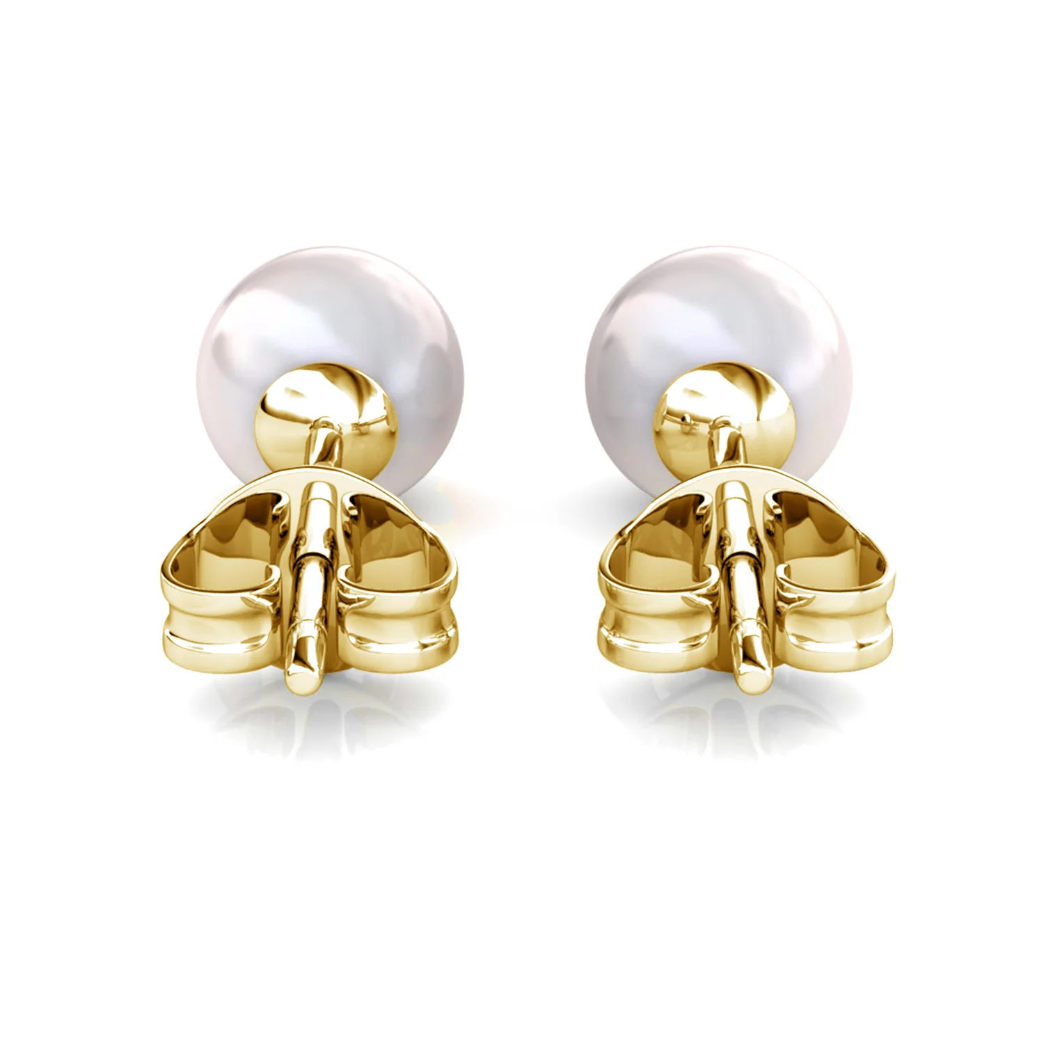 Vivienne 18k White Gold Plated Stud Earrings with Shell Pearls - Image 10