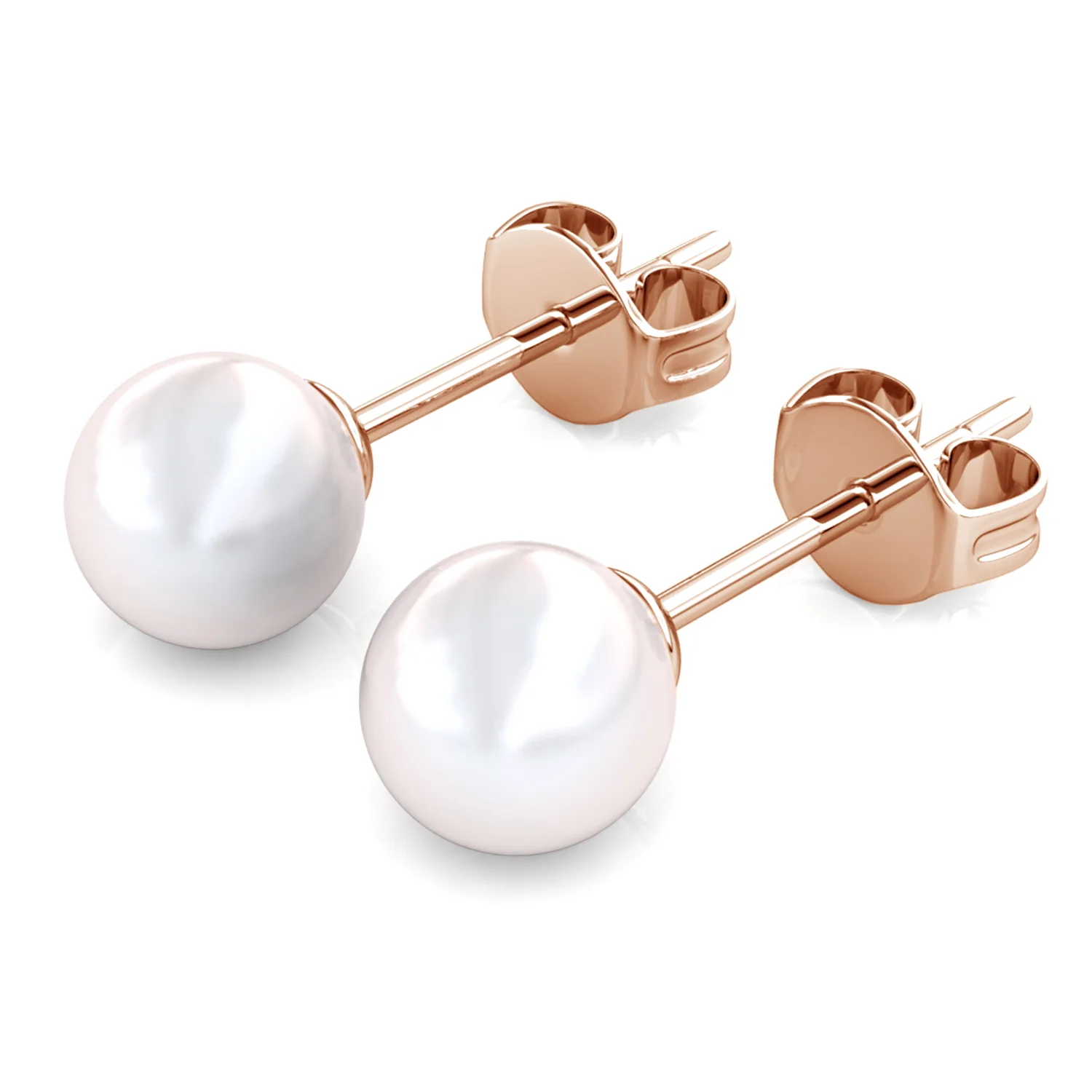 Vivienne 18k White Gold Plated Stud Earrings with Shell Pearls - Image 12