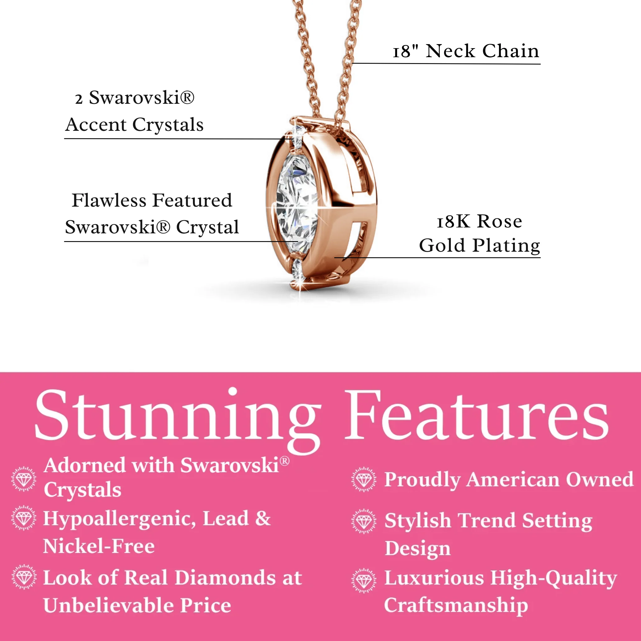Zara 18k White Gold Plated Pendant Necklace with Round Cut Swarovski Crystals - Image 9
