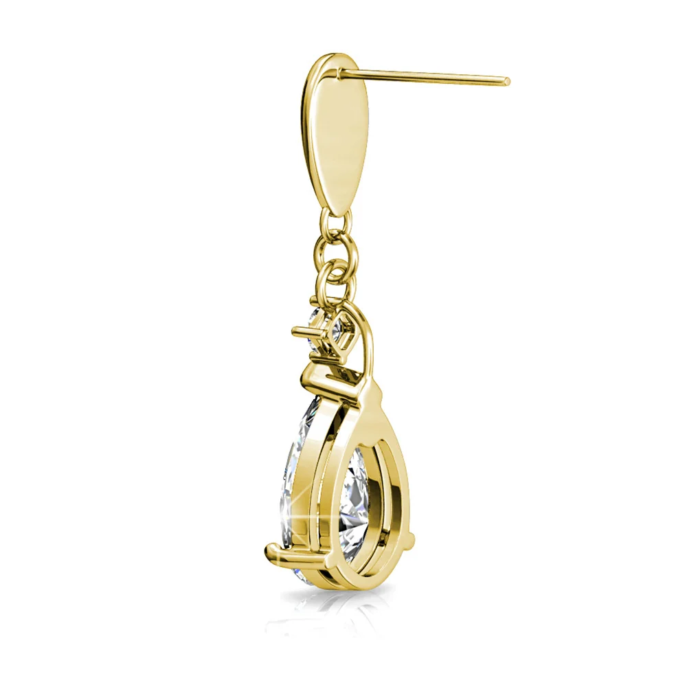Zoey 18K White Gold Drop Earrings with Swarovski Crystals — Final Sale - Image 11