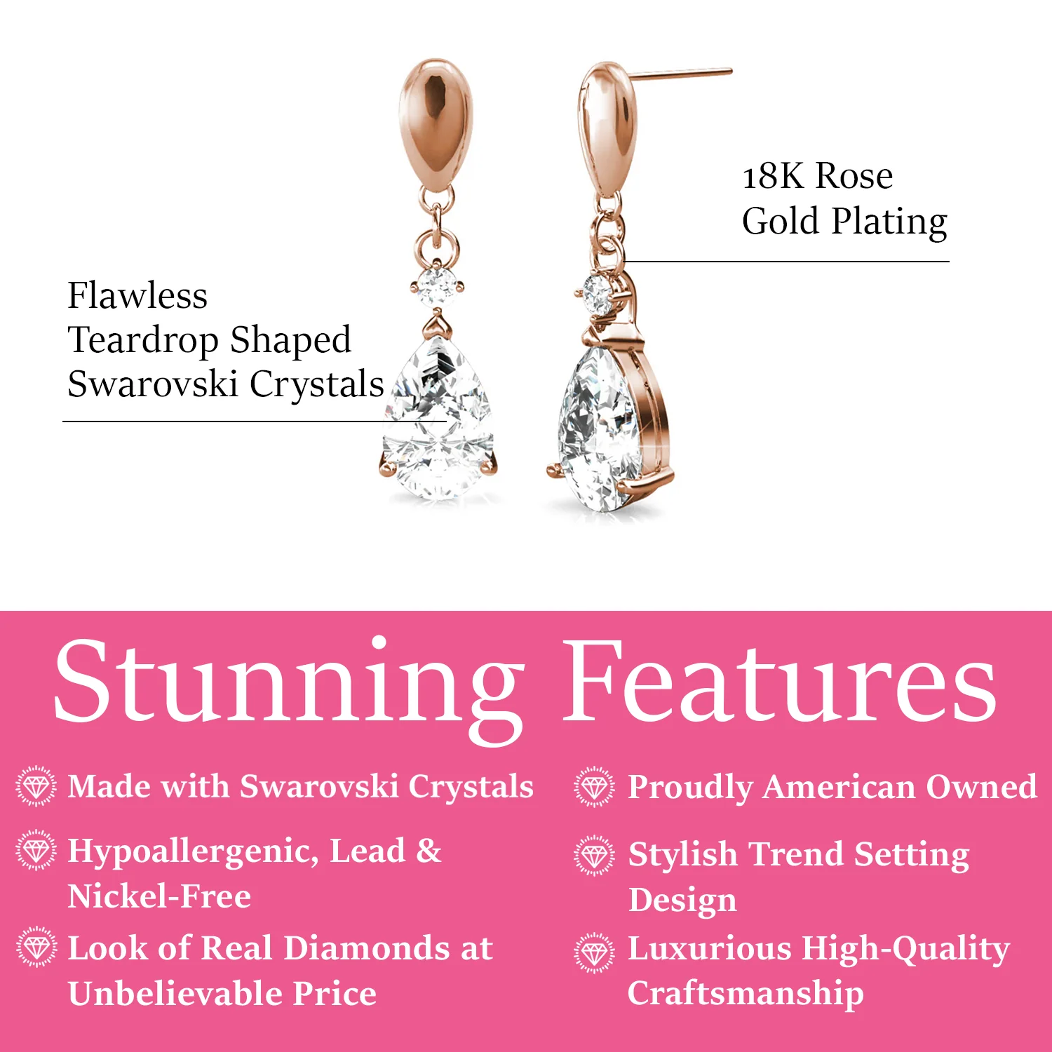 Zoey 18K White Gold Drop Earrings with Swarovski Crystals — Final Sale - Image 9